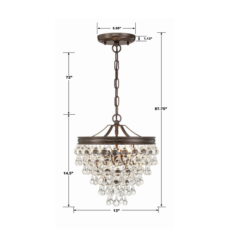 Calypso 13 Inch 3 Light Mini Chandelier by Crystorama