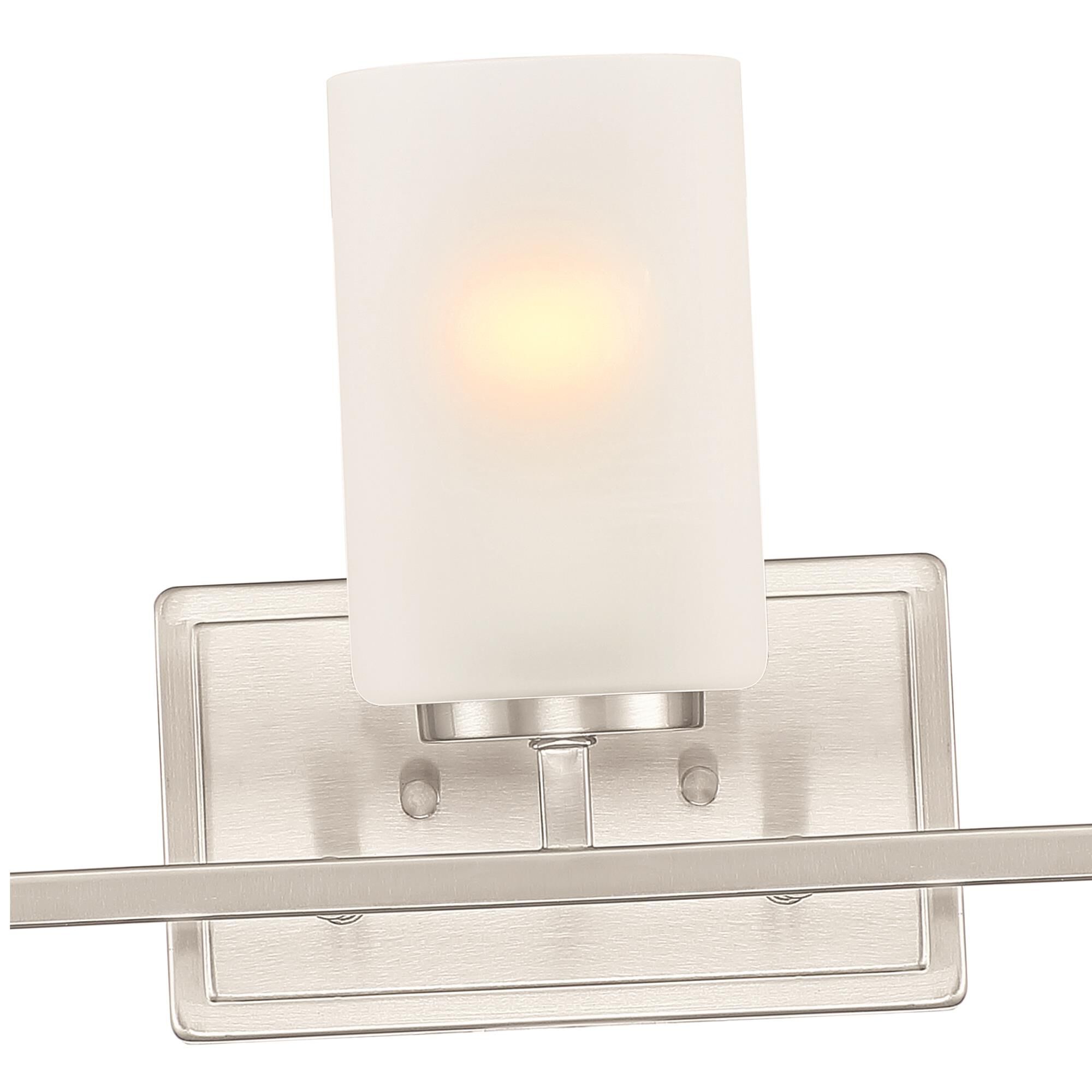 Shown in Brushed Nickel finish and Etched glass