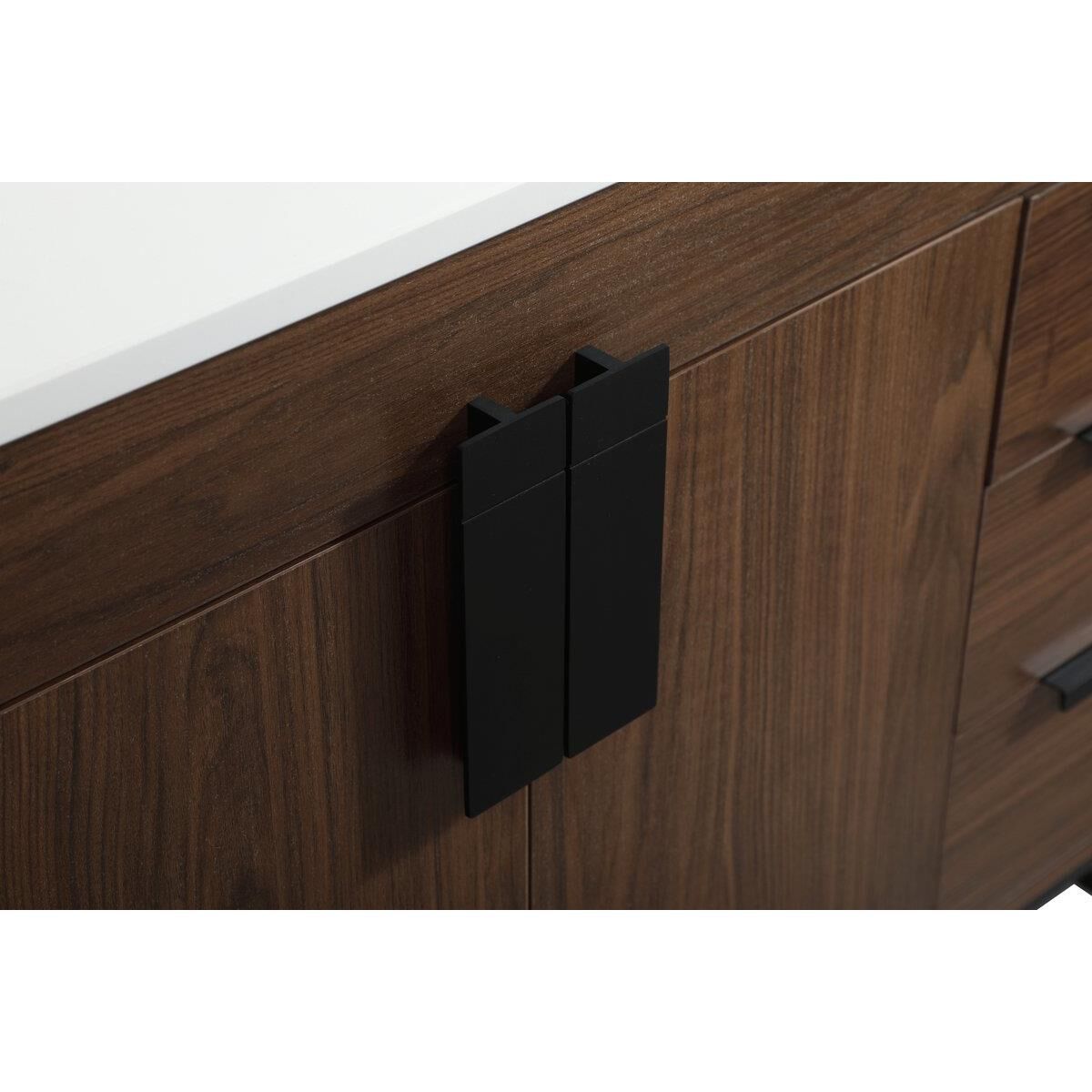 Shown in Walnut finish and Without Backsplash accent