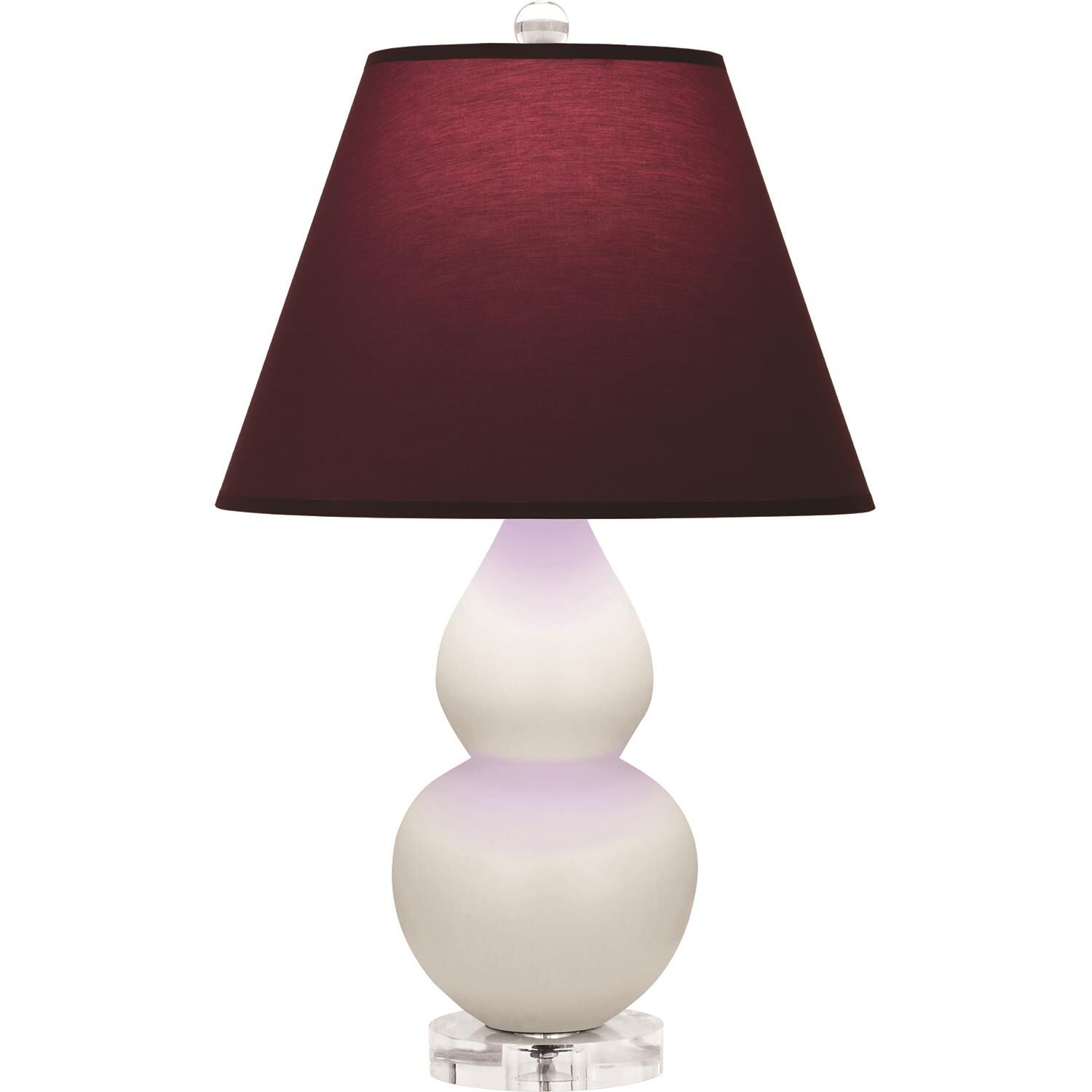Shown in Matte Lily finish and Plum and Lavender shade and Lucite accent