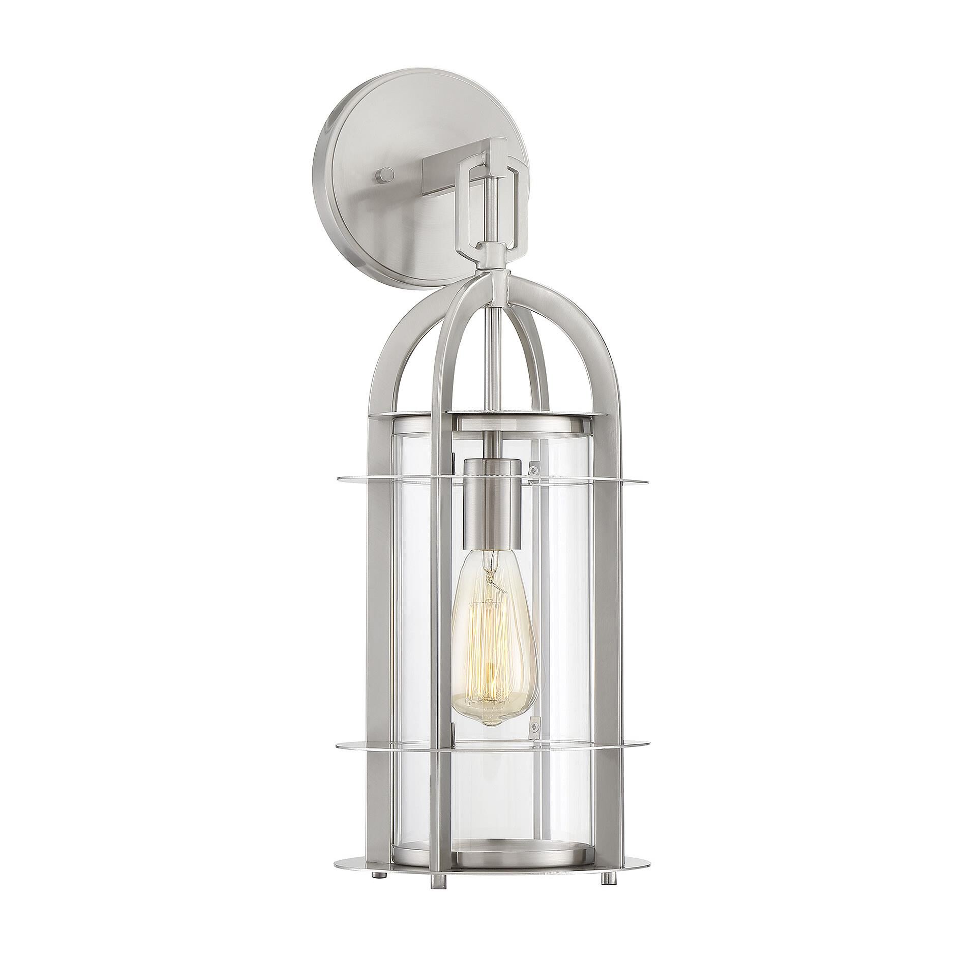 Shown in Satin Nickel finish and Clear glass