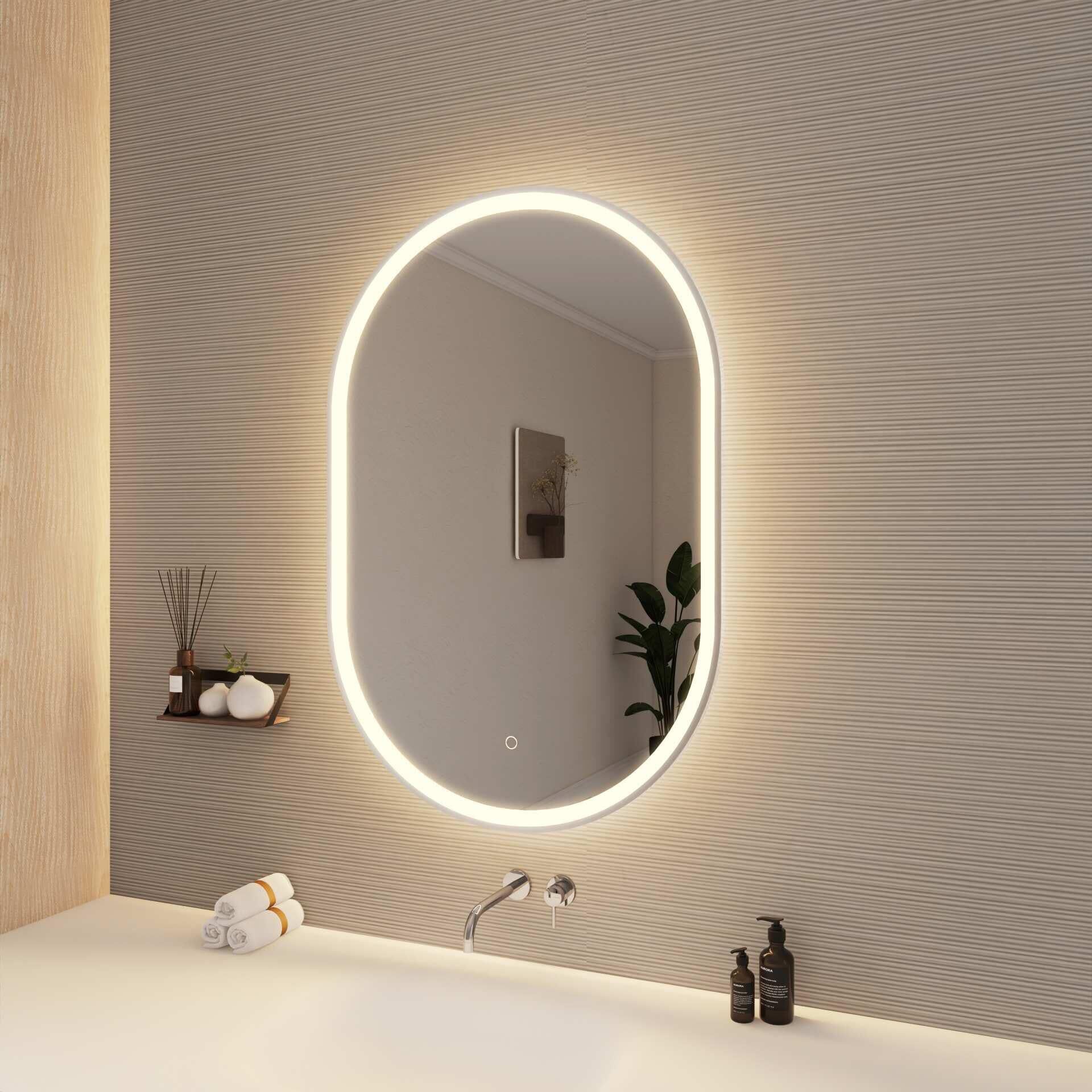 Harmoni 40 Inch Oval LED Lighted Mirror by Elegant Decor