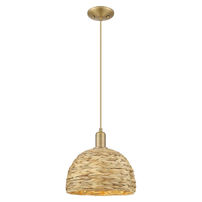 Bruno Marashlian Woven Rattan 12 Inch Mini Pendant by Innovations Lighting