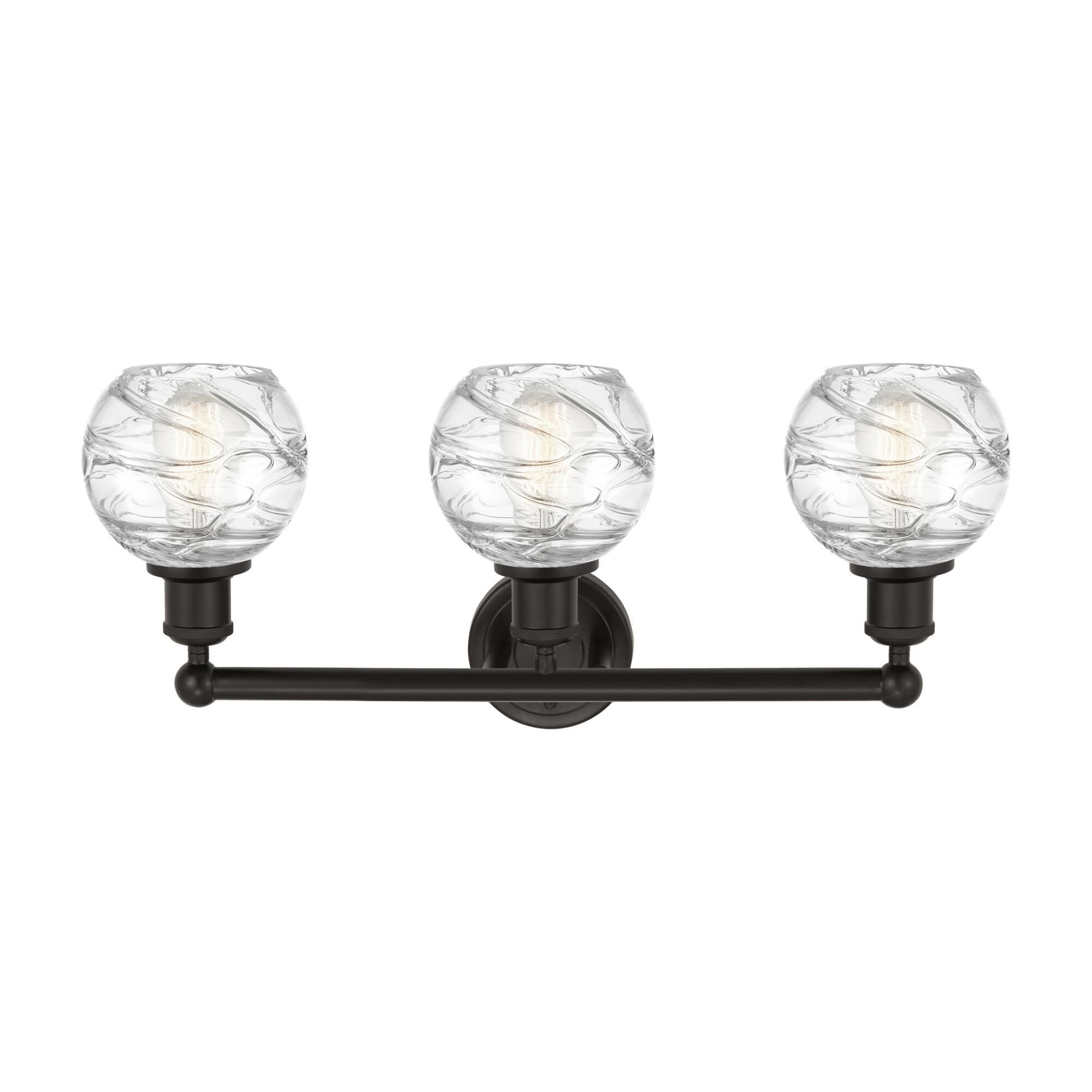 Shown in Oil Rubbed Bronze  finish and Clear Deco Swirl glass