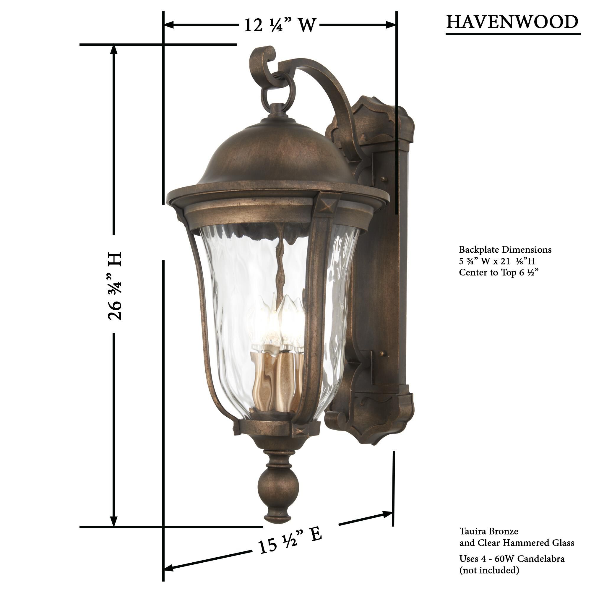 Havenwood 26 Inch Tall 4 Light Outdoor Wall Light by Minka Lavery