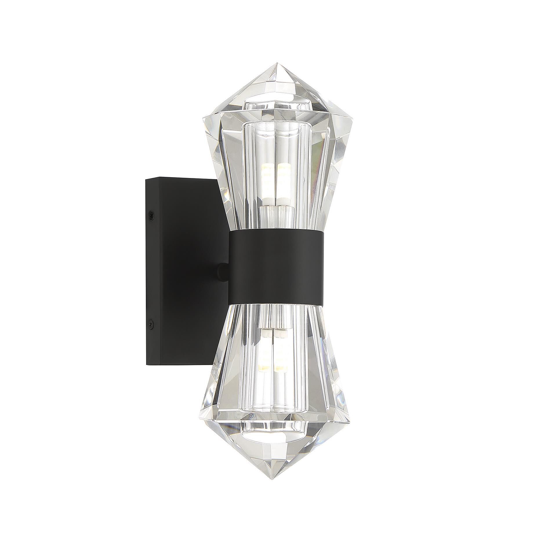 Shown in Matte Black finish and Clear crystal and Crystal shade
