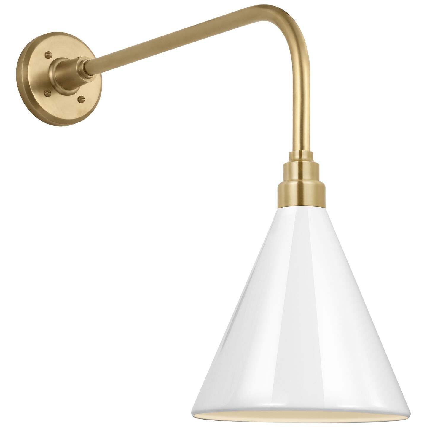 Shown in Hand-Rubbed Antique Brass finish and White Conical Savannah shade