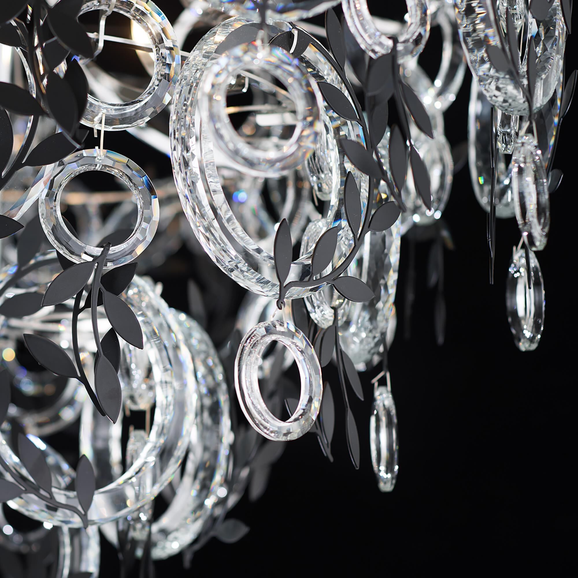 Shown in Black finish and Clear Radiance crystal