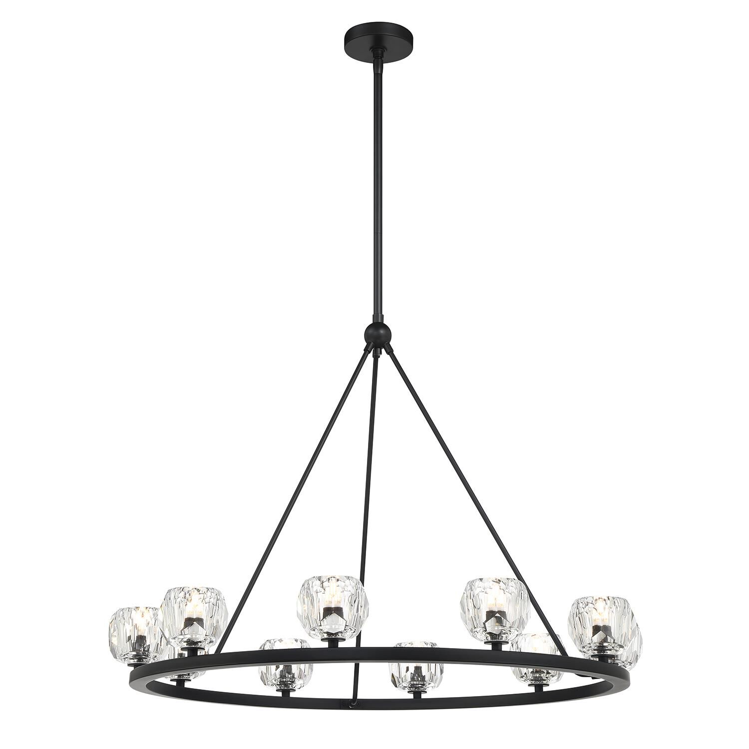 Shown in Matte Black finish and Faceted Cut crystal and Crystal shade