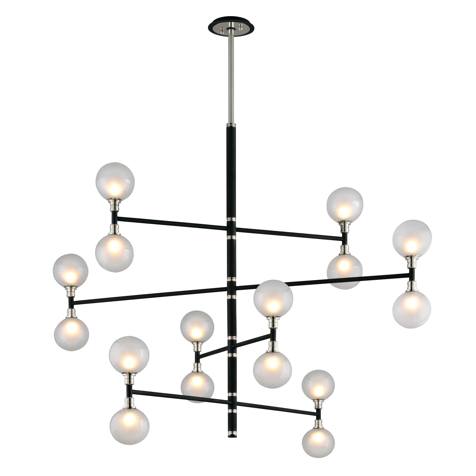 Shown in Carbide Black And Polished Nickel finish and Frosted Clear glass