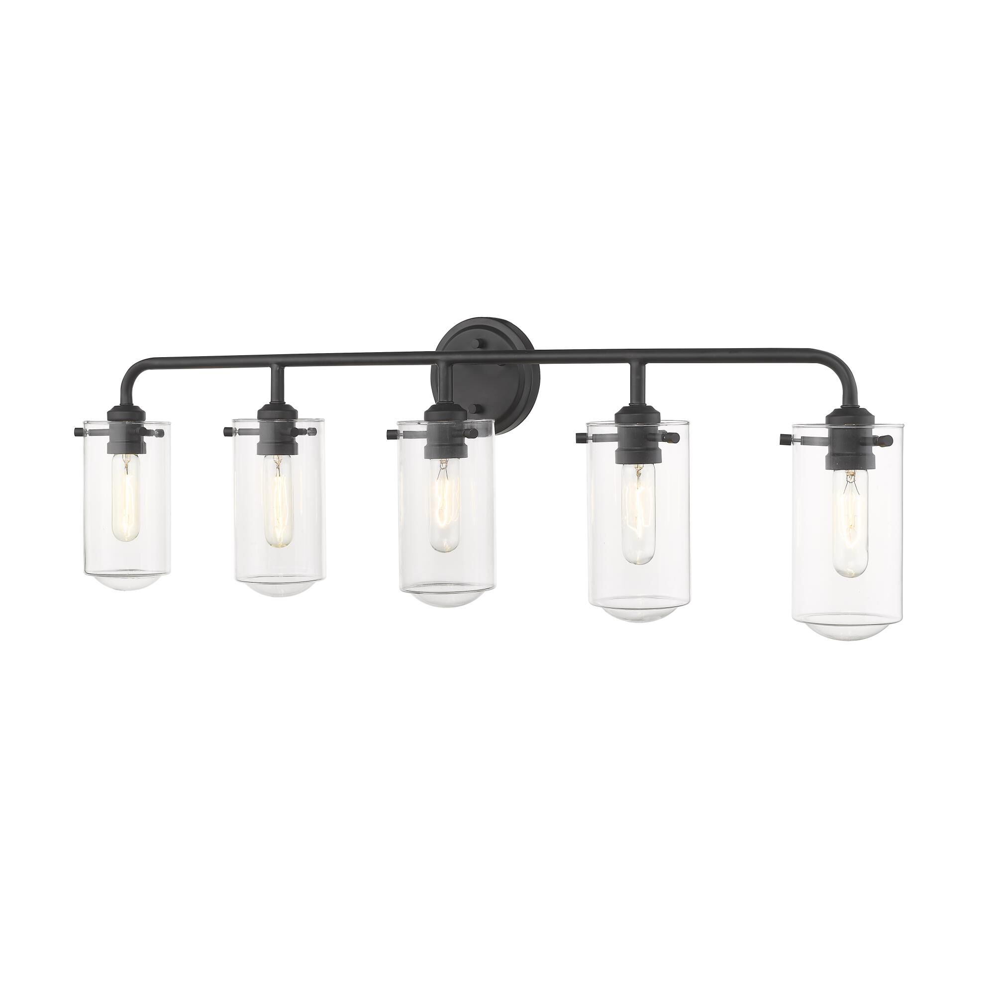 Shown in Matte Black finish and Glass shade