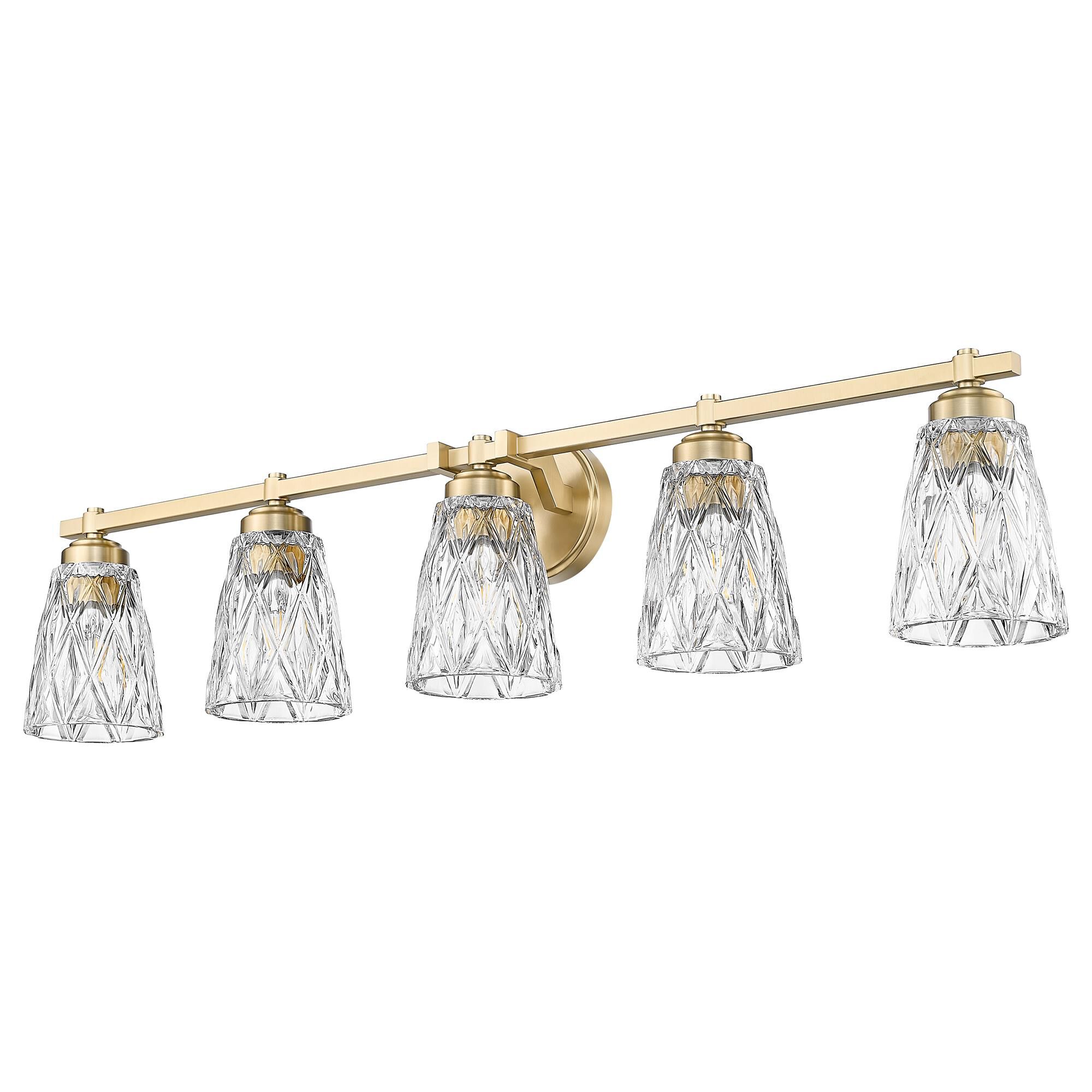 Shown in Modern Gold finish and Clear glass