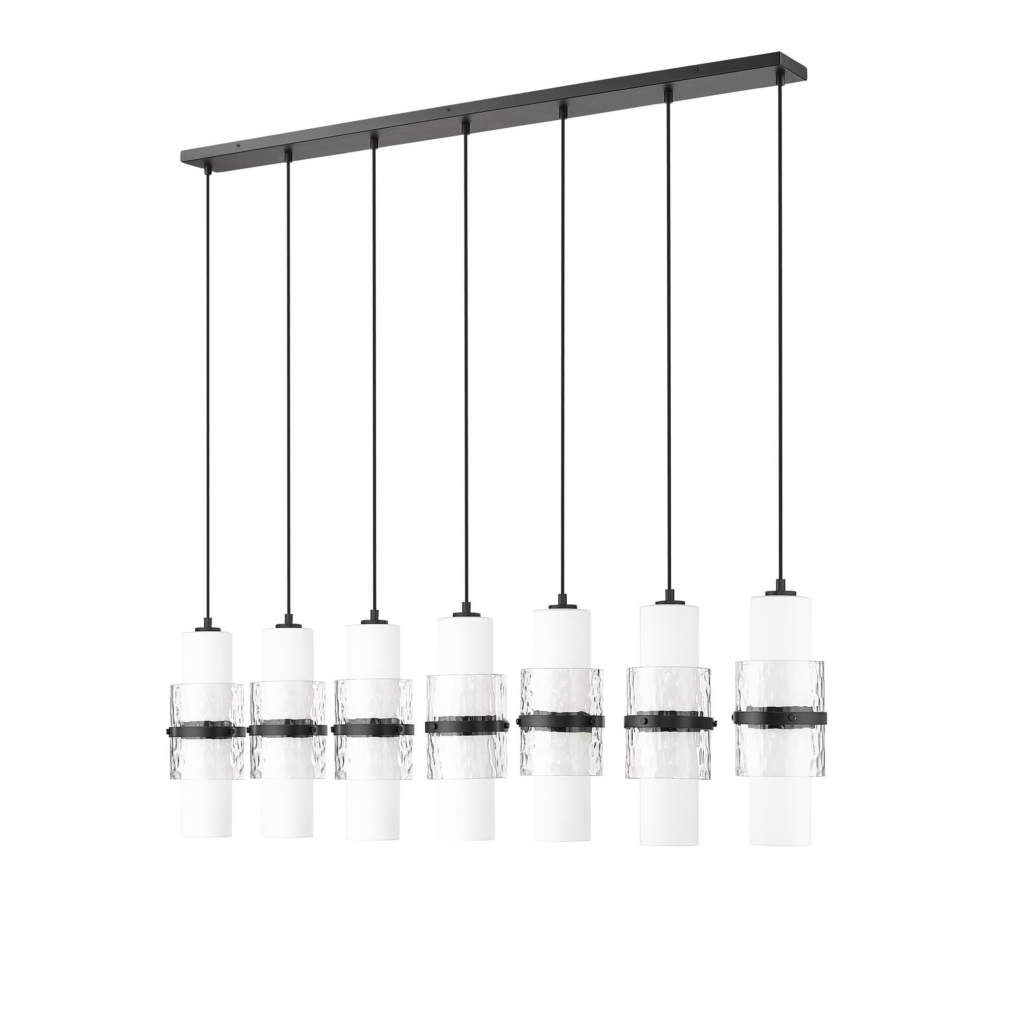Shown in Matte Black finish and Clear and Etched Opal glass