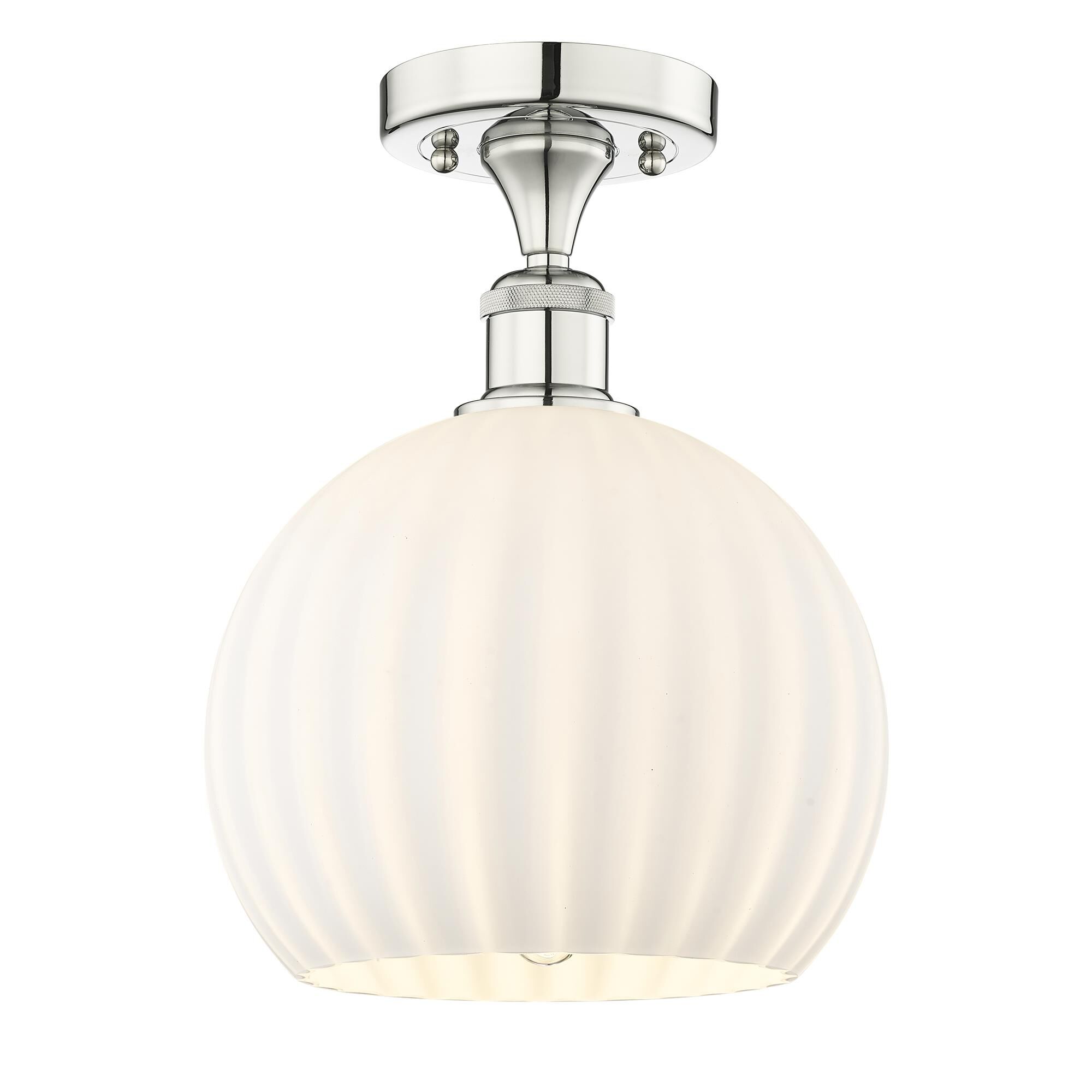 Shown in Polished Nickel finish and White Venetian glass