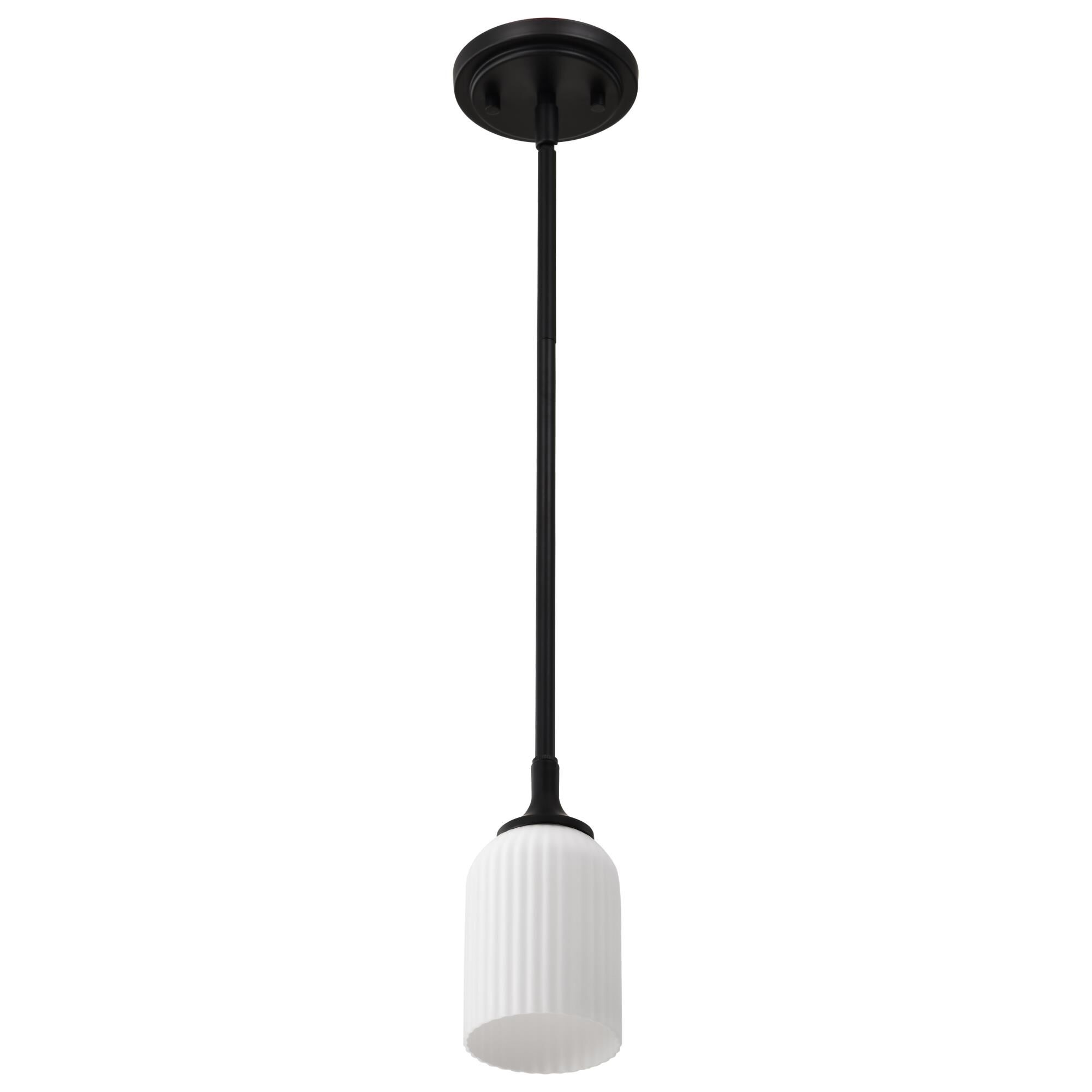 Shown in Matte Black finish and Frosted Ribbed glass