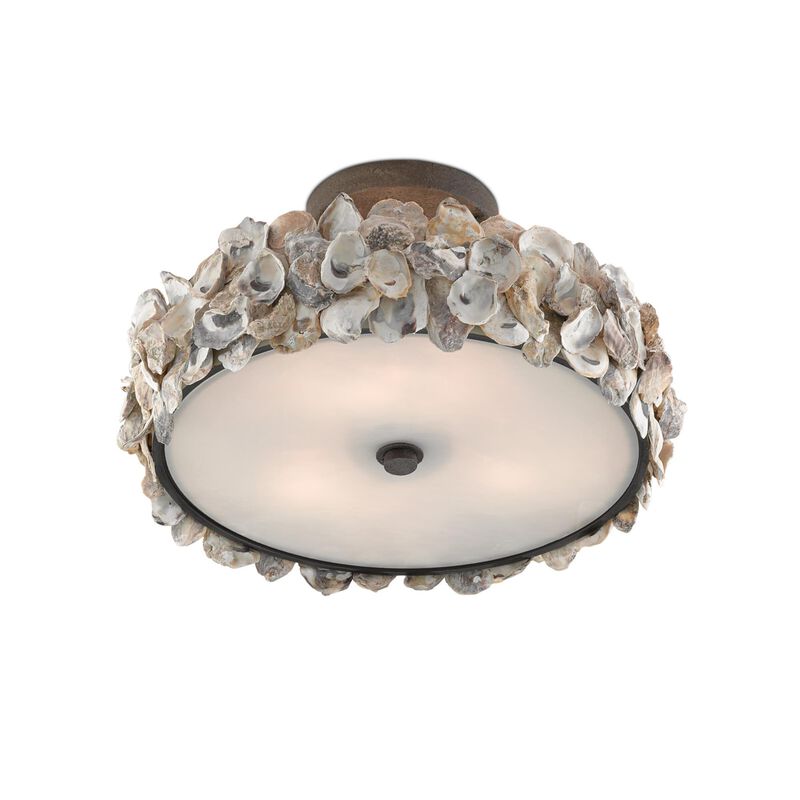 Oyster 19 Inch 3 Light Semi Flush Mount by Currey and Company