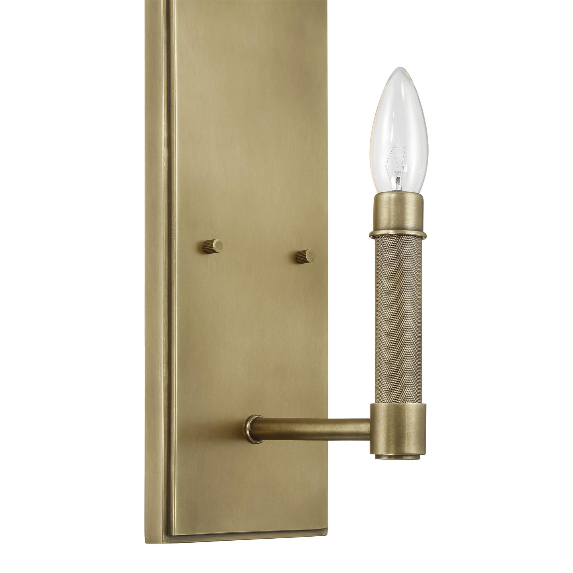 Shown in Natural Brass finish and Matte Black, Gold shade