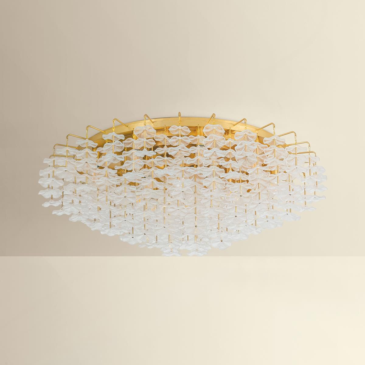 Shown in Vintage Gold Leaf finish and Piastre glass