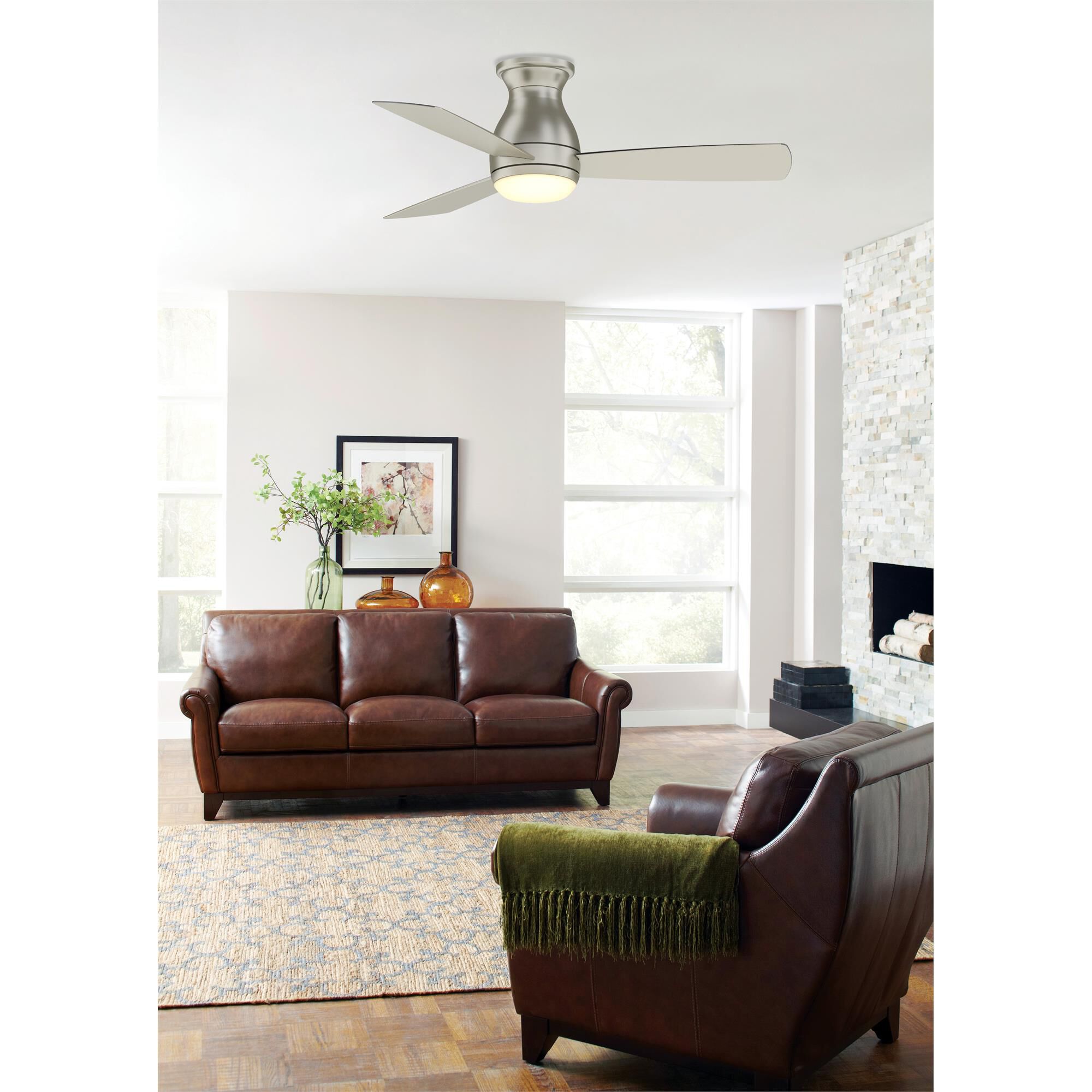 Hugh 44 Inch Flush Mount Fan with Light Kit,