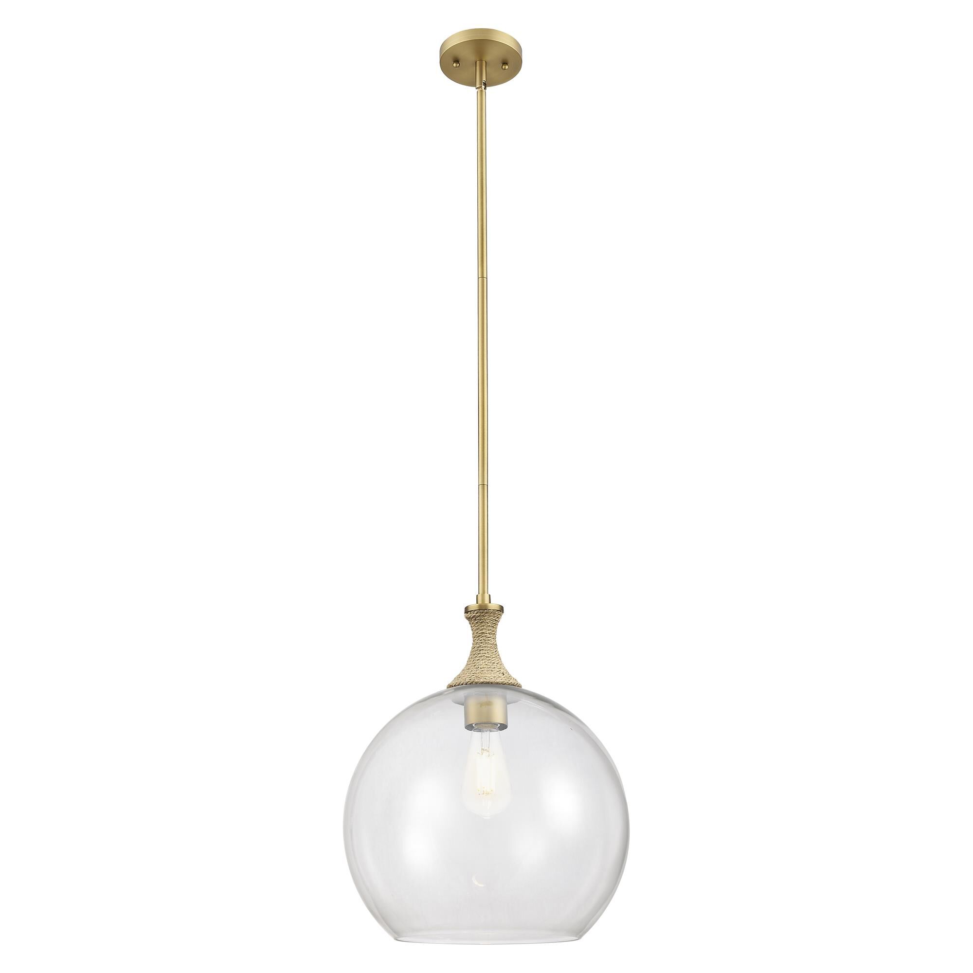 Shown in Brushed Brass finish and Clear glass