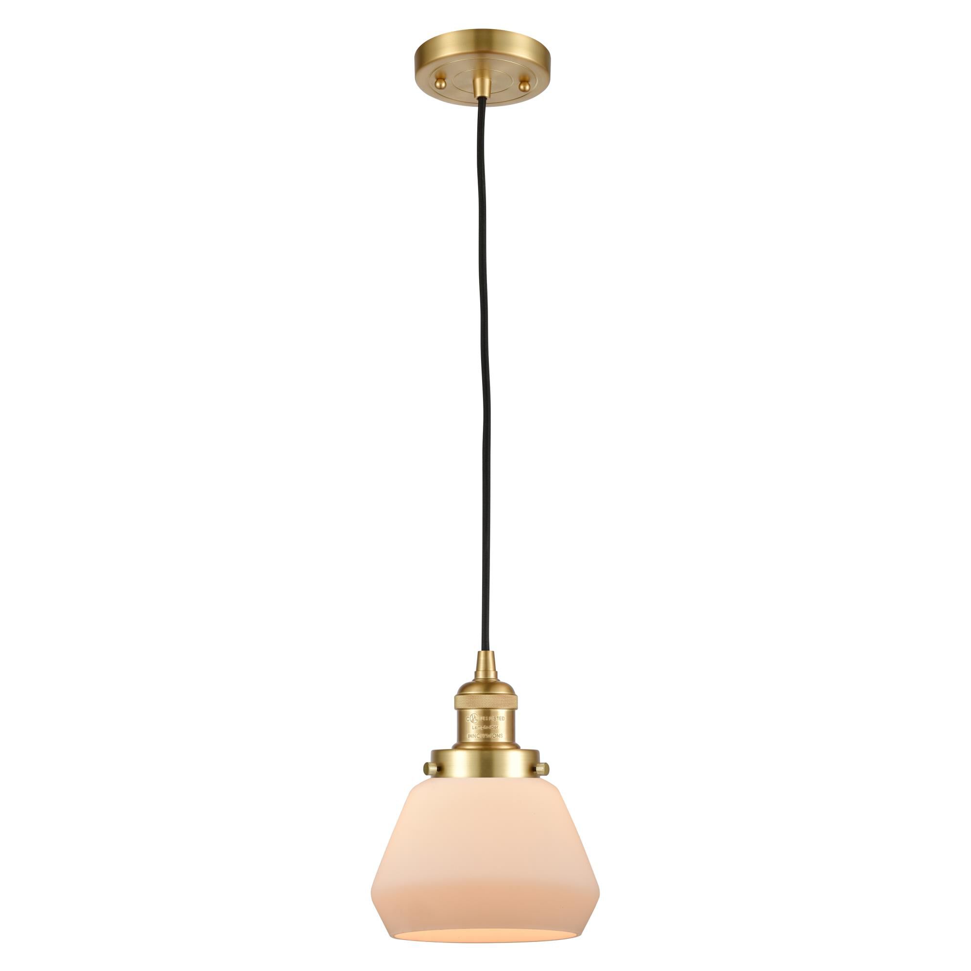 Shown in Satin Gold finish and Matte White Cased Fulton glass