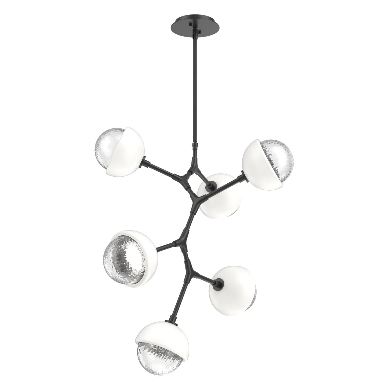 Shown in Matte Black finish and Clear glass and Salt White accent