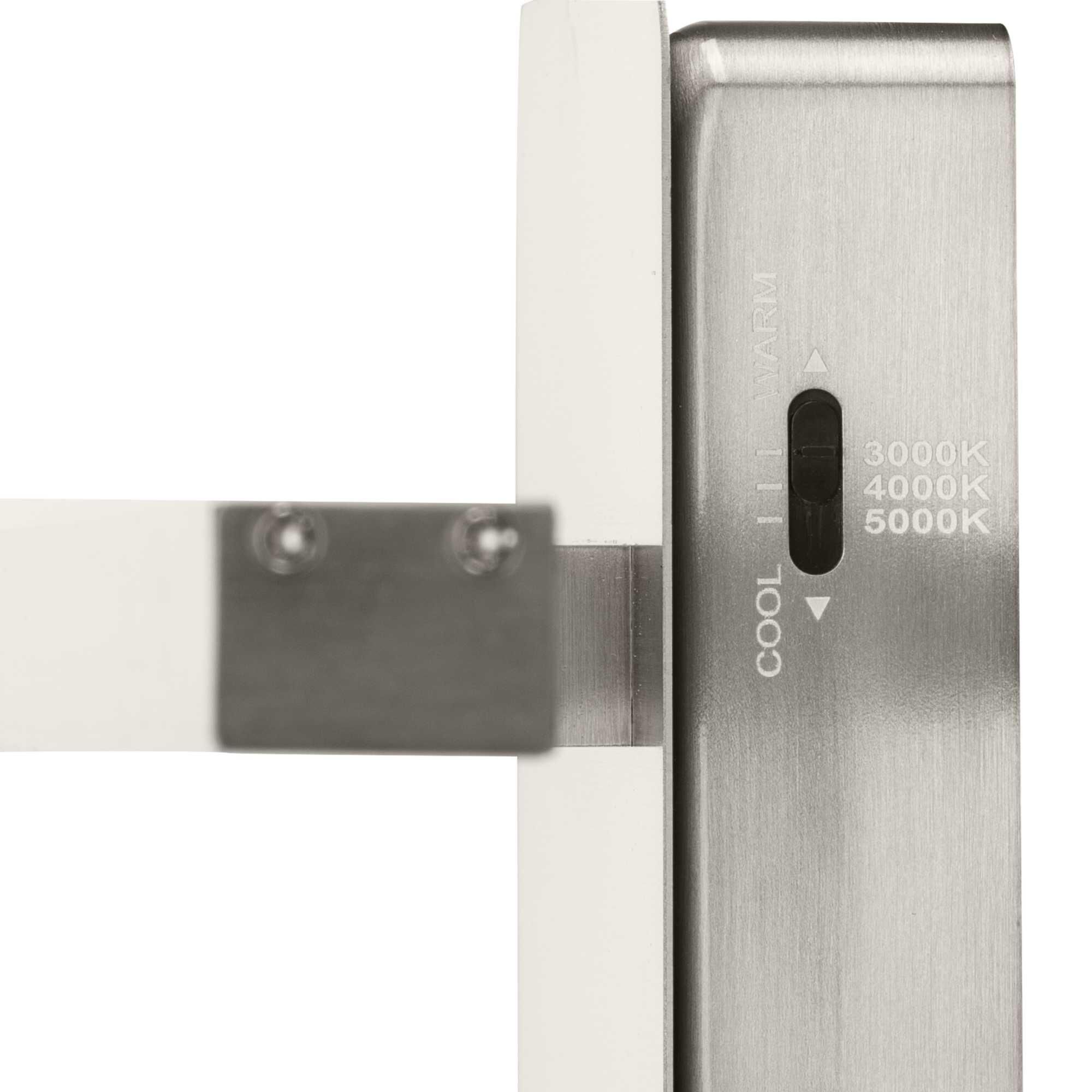 Shown in Brushed Nickel finish and White glass