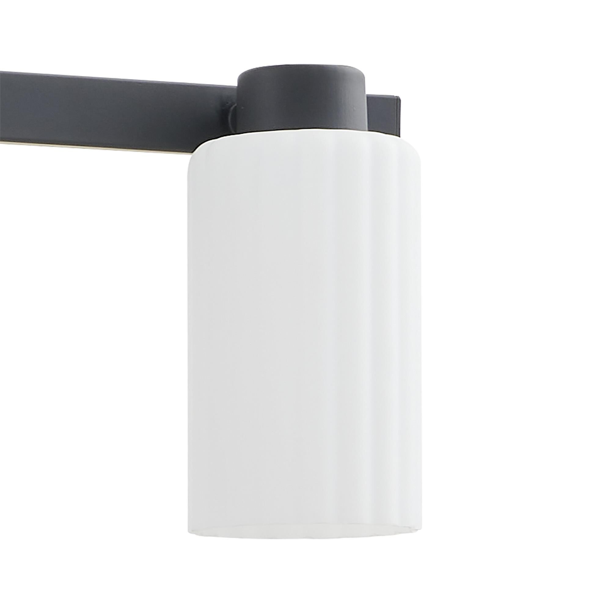 Shown in Matte Black finish and Etched Opal Ribbed glass