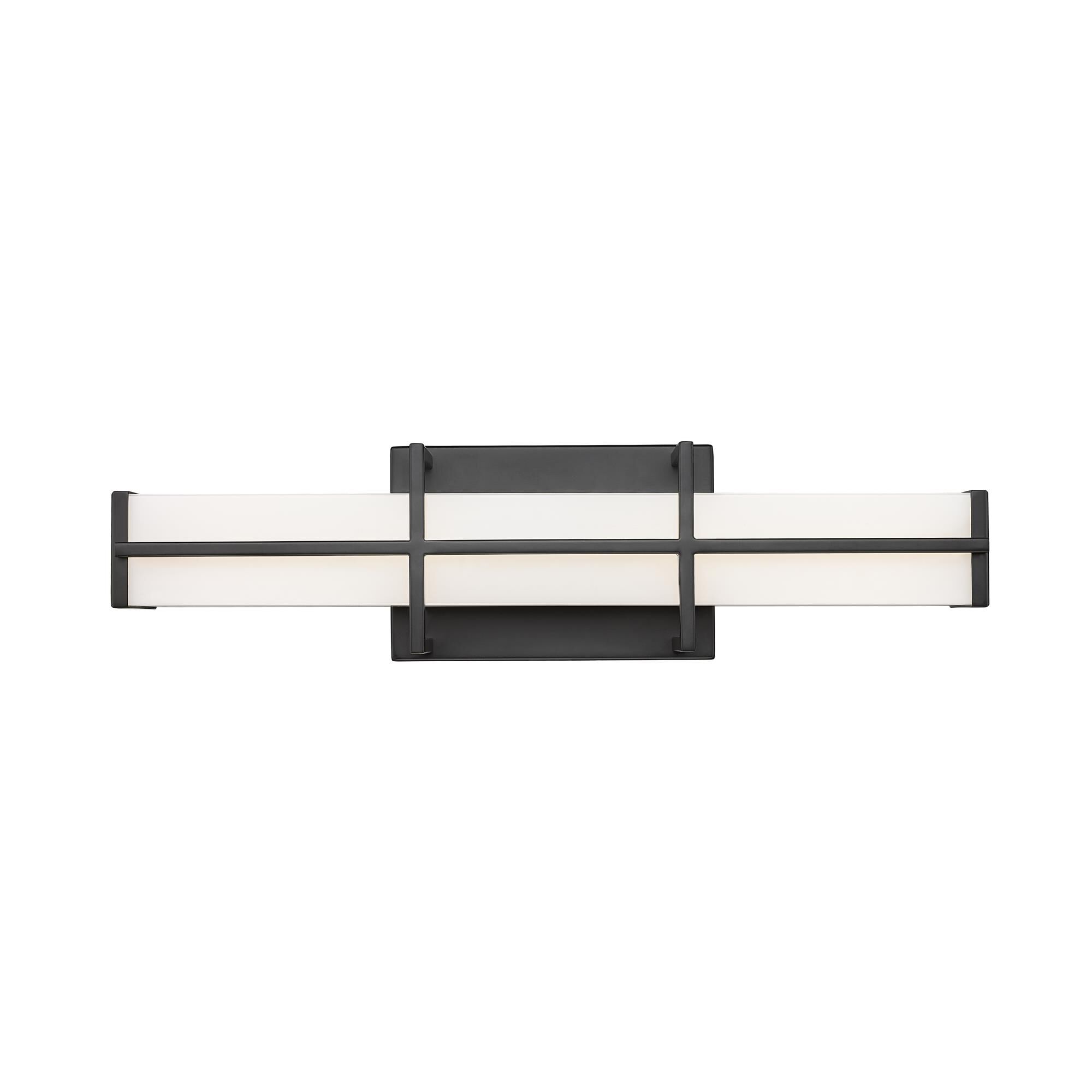 Shown in Matte Black finish and Frosted glass and Frosted shade