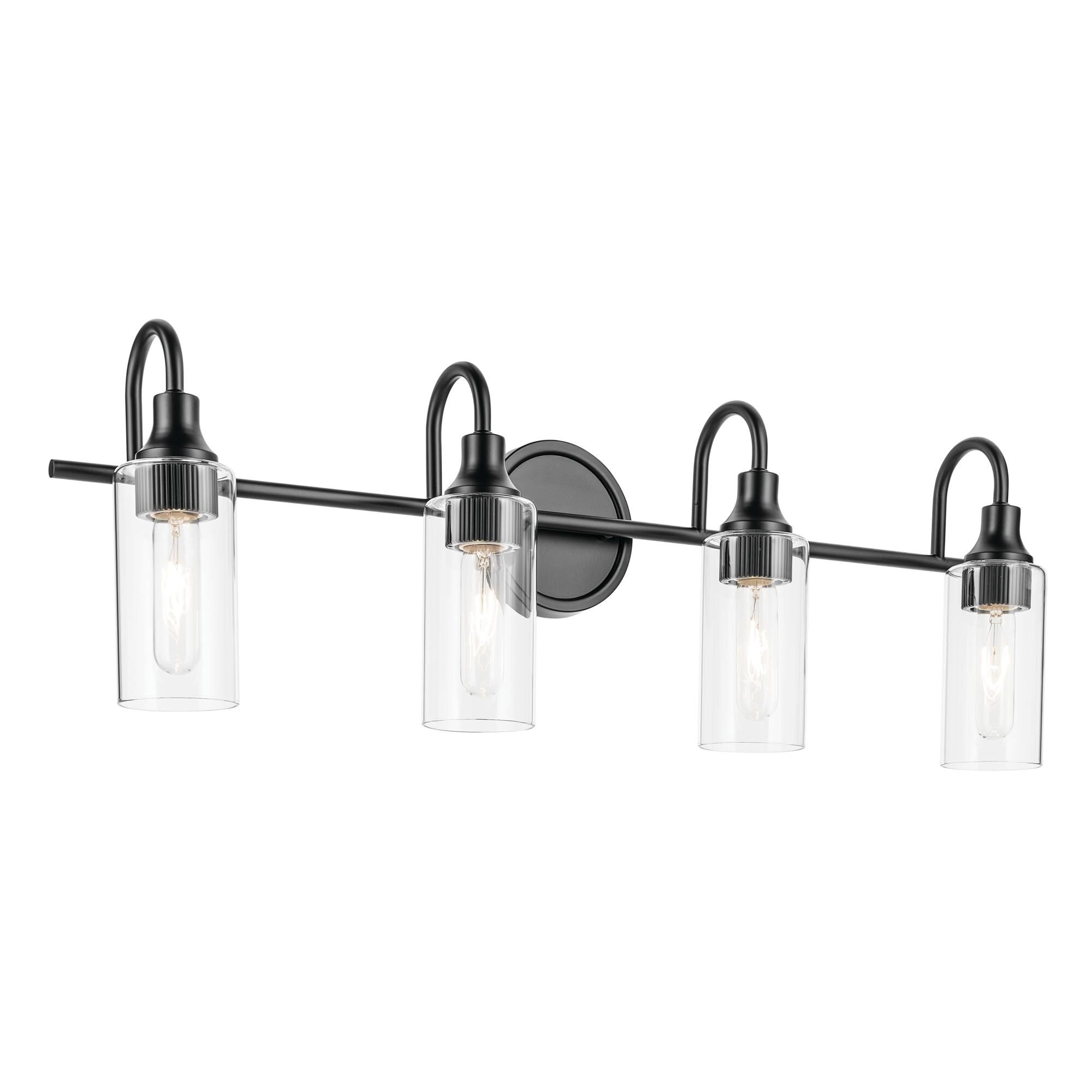 Shown in Black finish and Clear glass