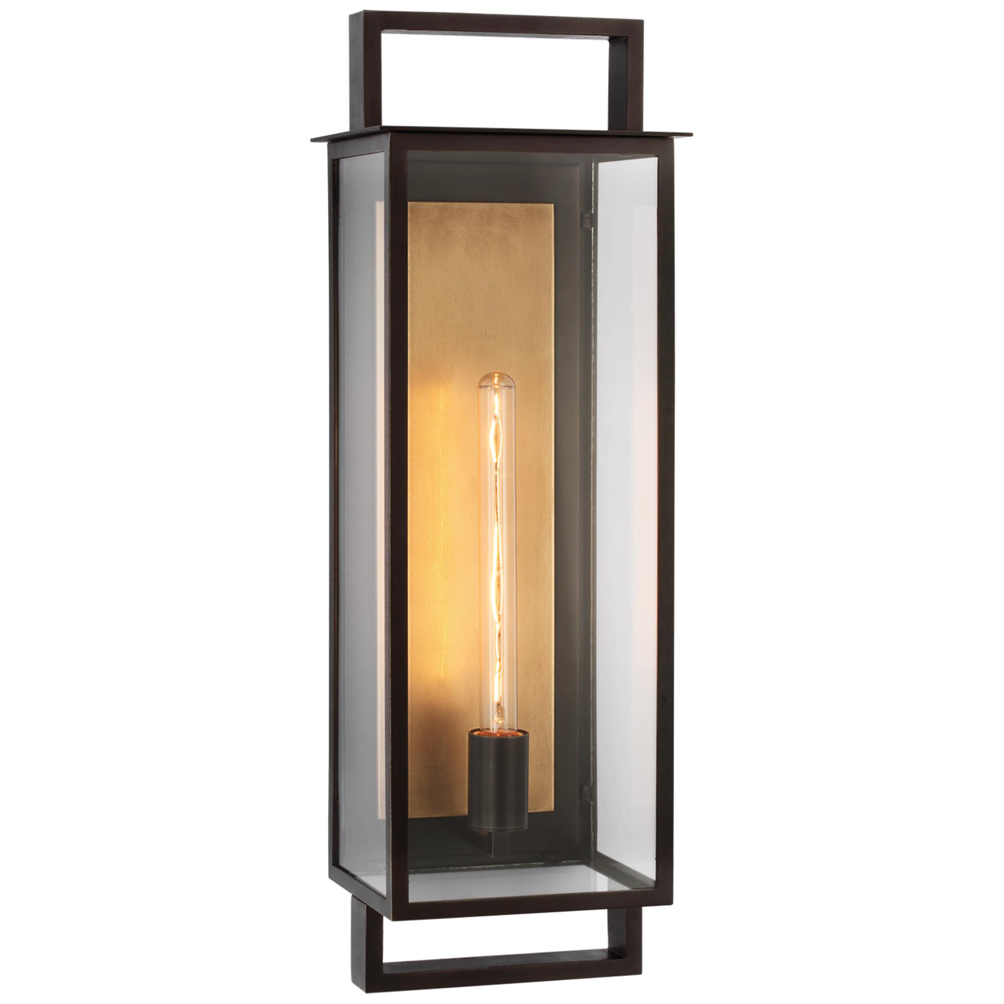 Shown in Aged Iron finish and Clear glass