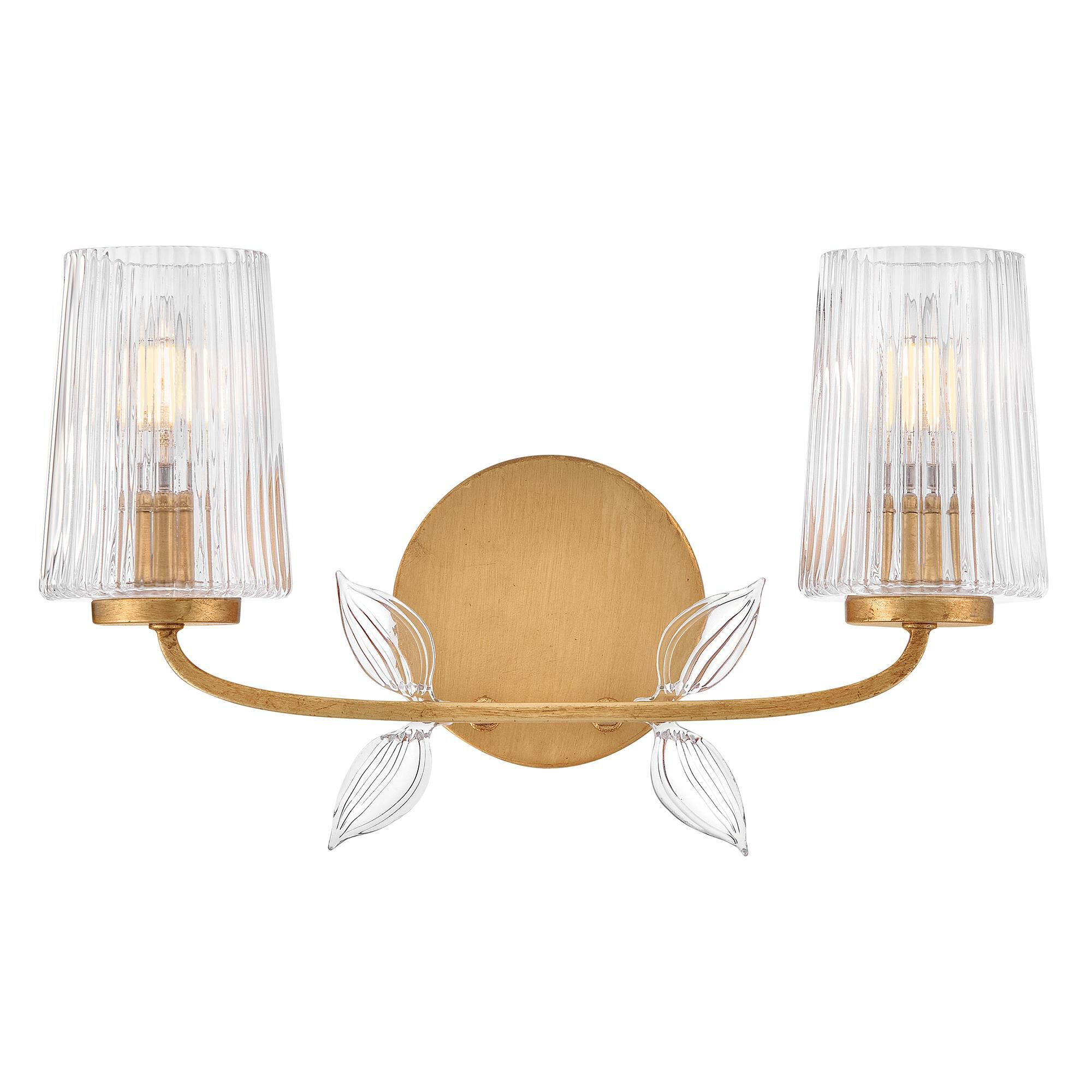Shown in Distressed Brass finish and Clear Ribbed glass