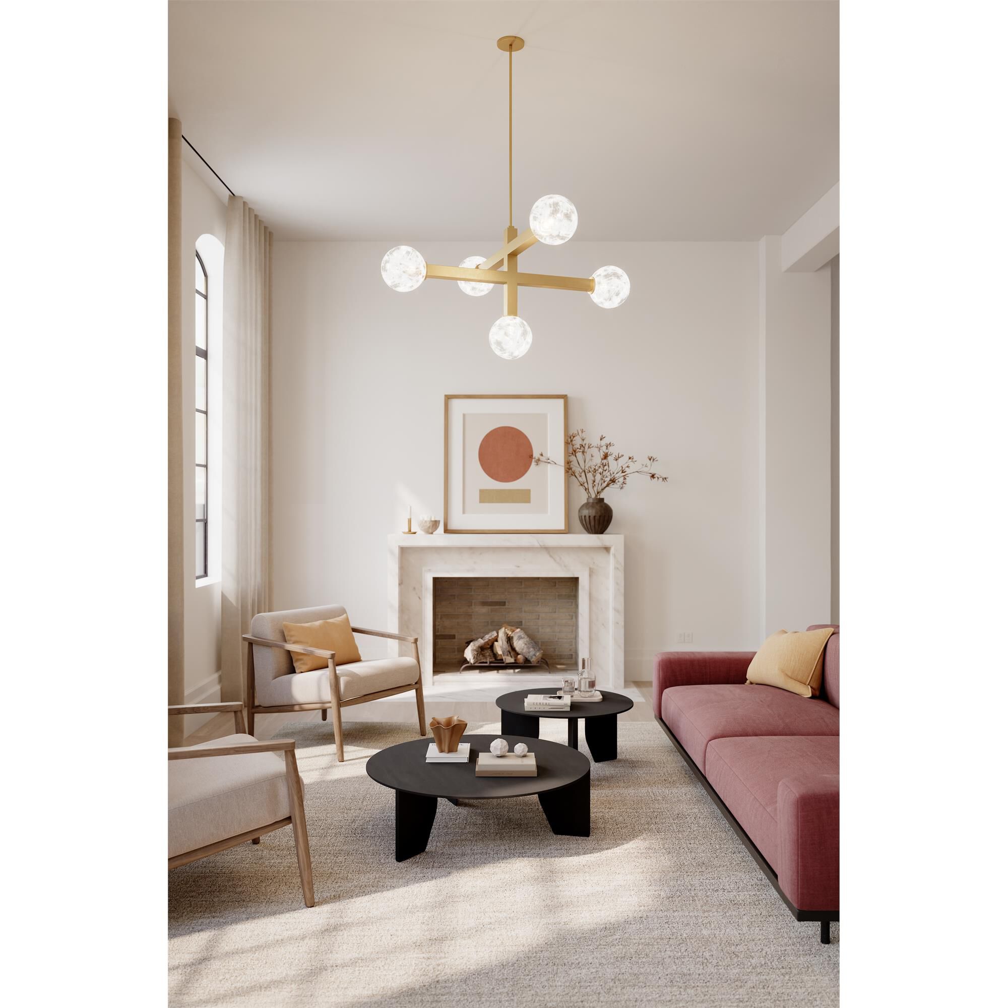 Shown in Legacy Brass finish and White Bubble glass