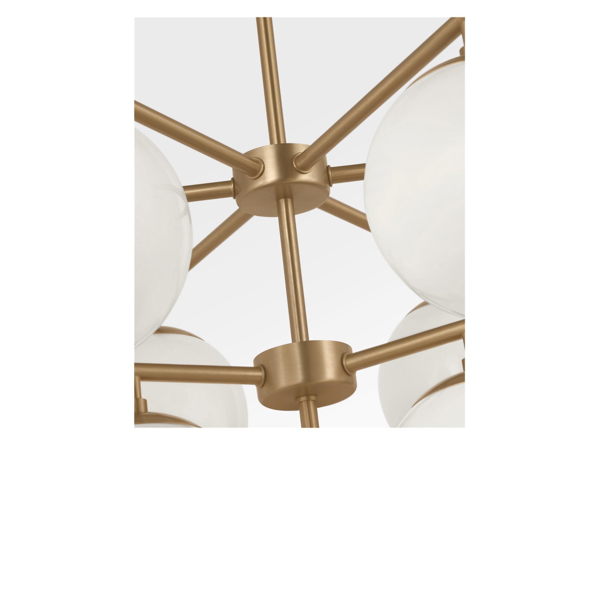 Shown in Satin Brass finish and Clear White glass