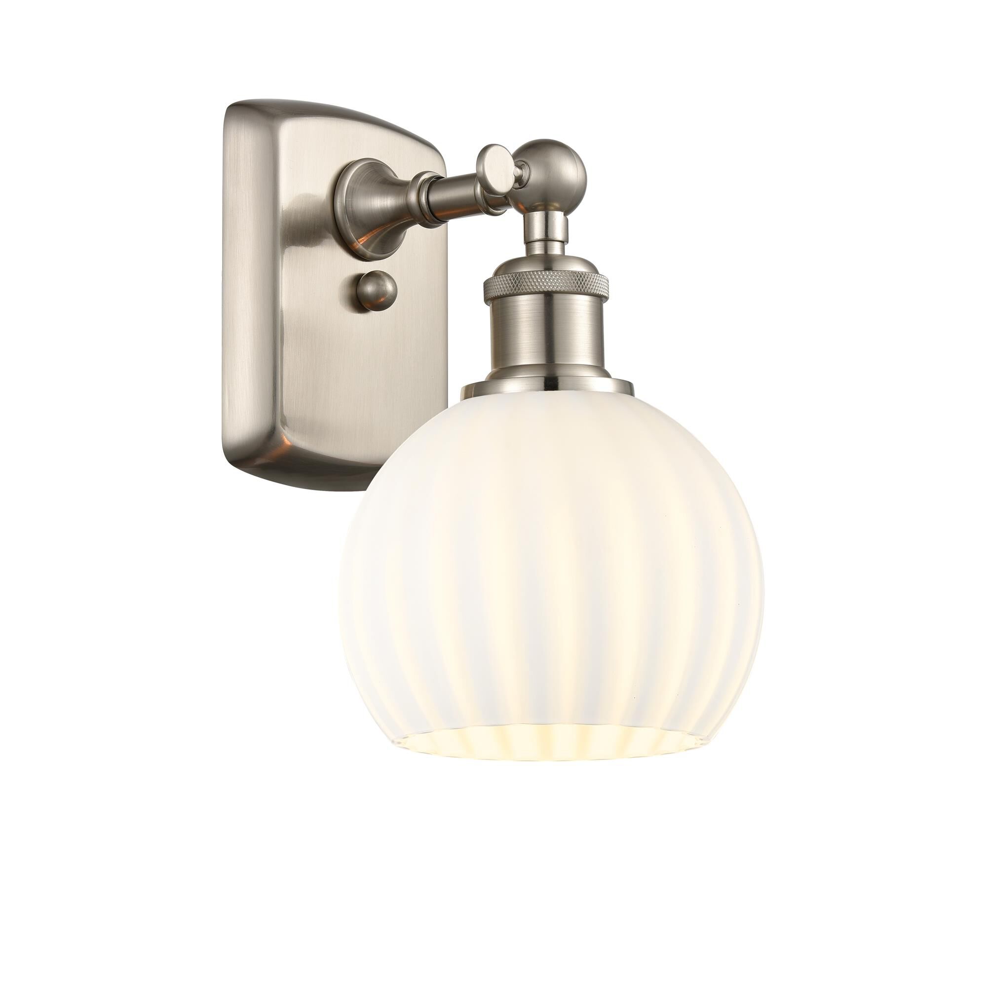 Shown in Brushed Satin Nickel finish and White Venetian glass