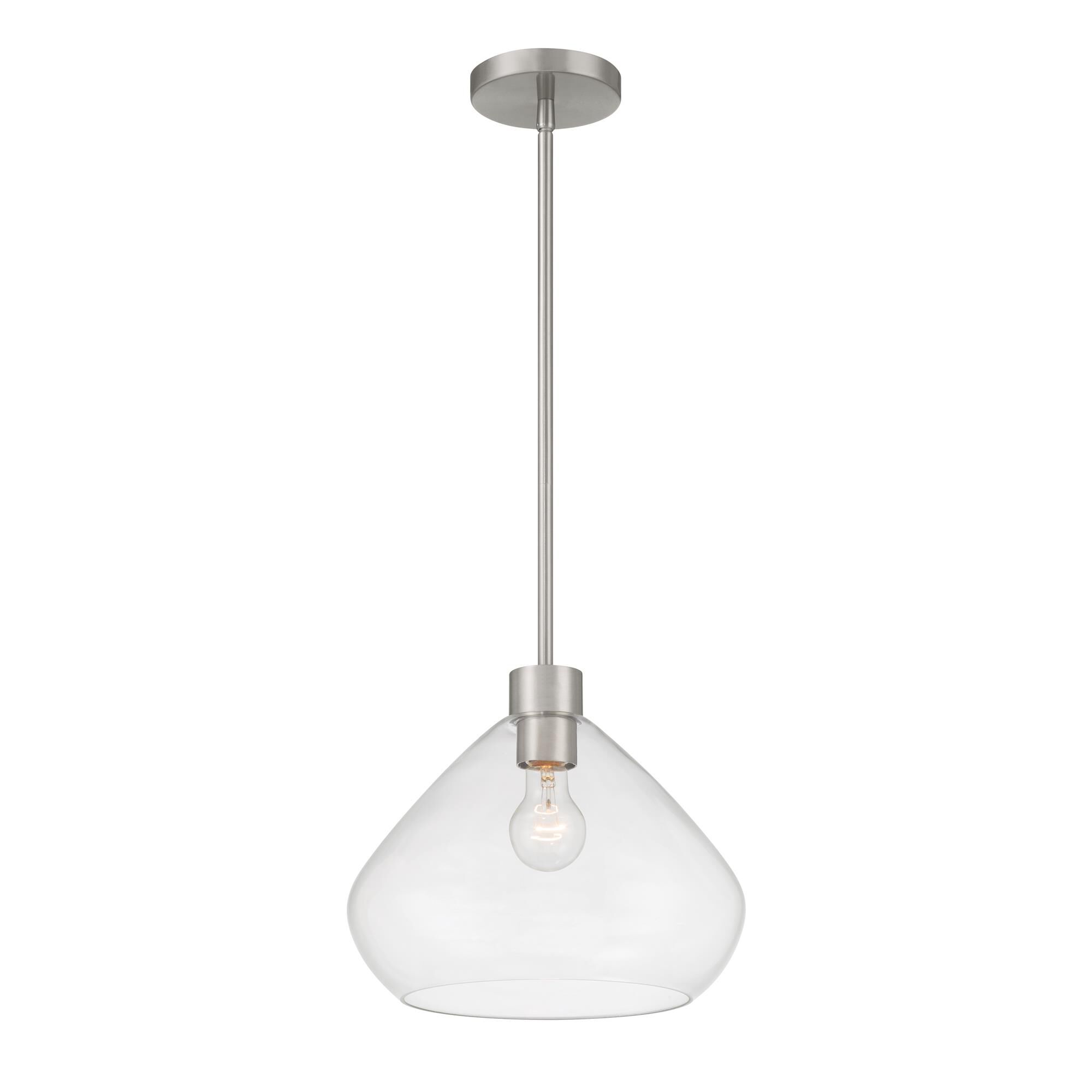 Shown in Brushed Nickel finish and Clear glass