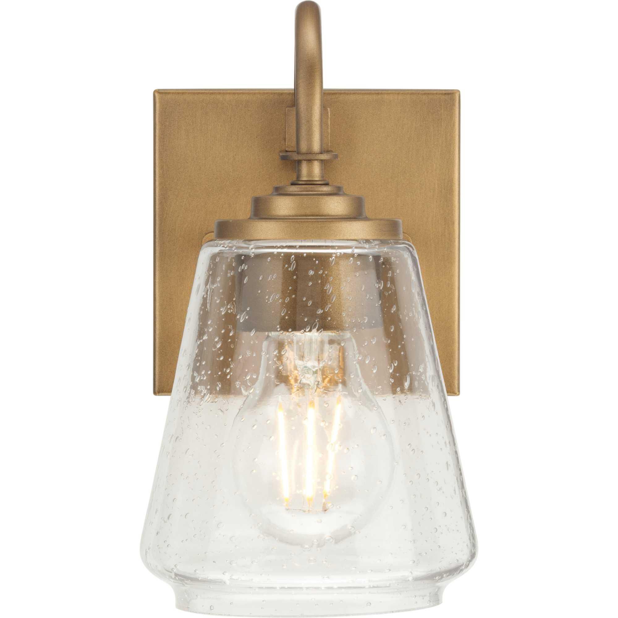 Shown in Aged Bronze finish and Clear Seeded glass