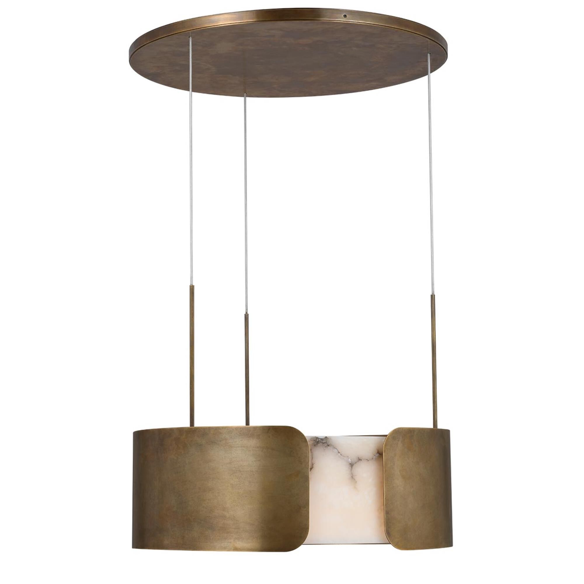 Shown in Mottled Brass finish and Alabaster shade