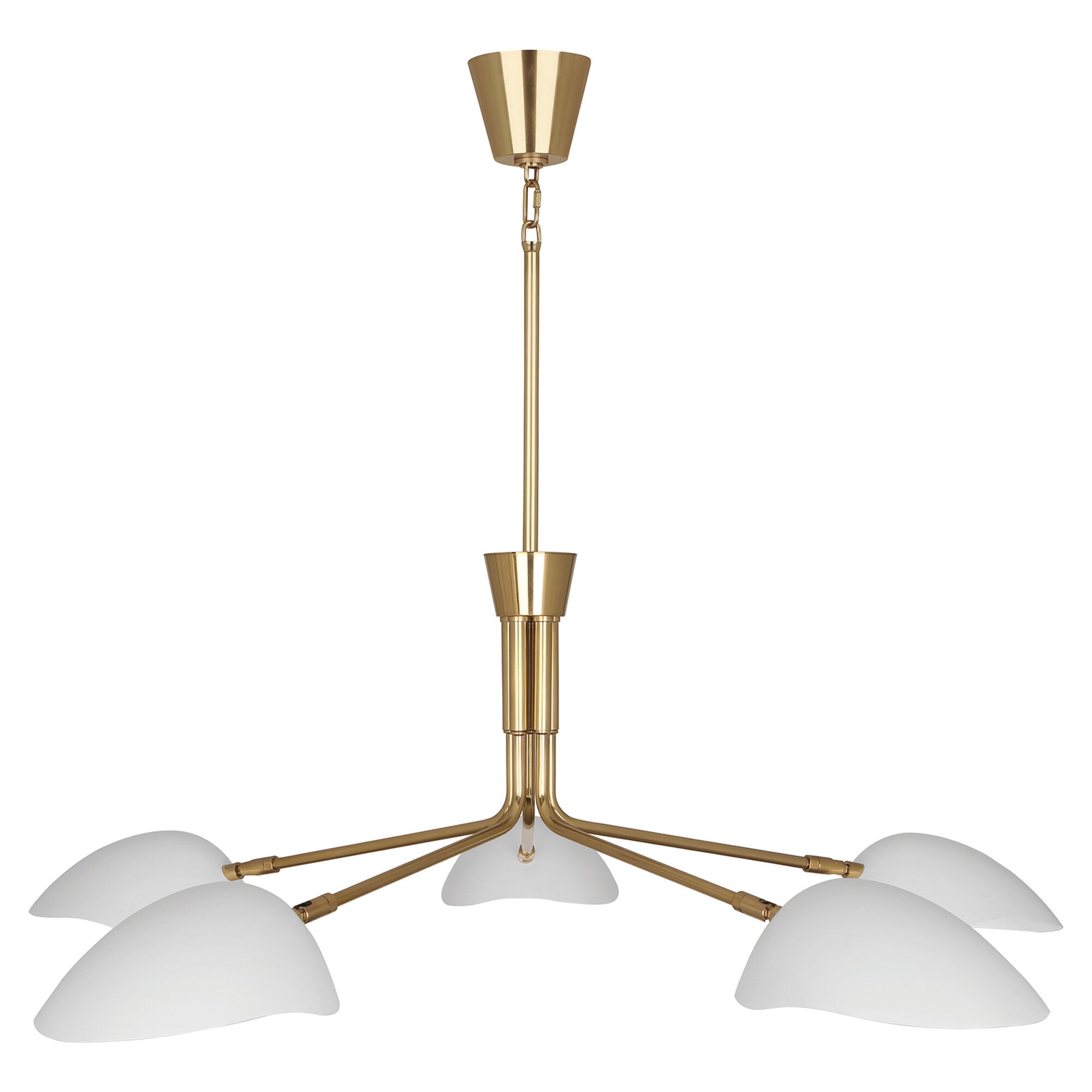 Shown in Modern Brass Finish With Satin White Adjustable Shades finish