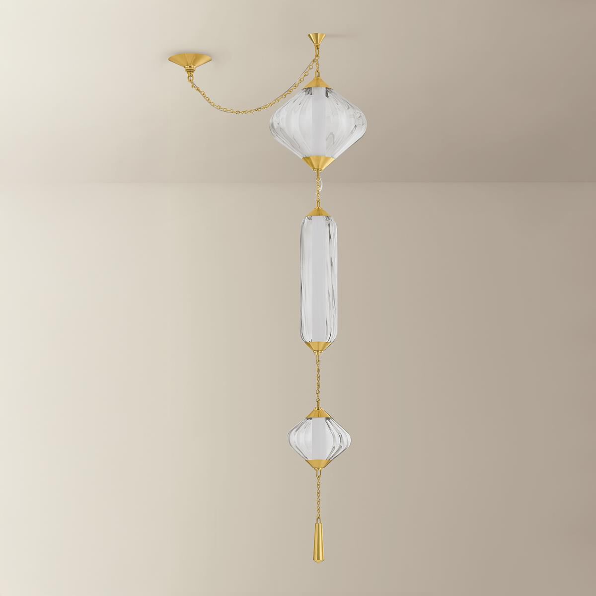 Shown in Vintage Polished Brass finish and Clear Optic glass