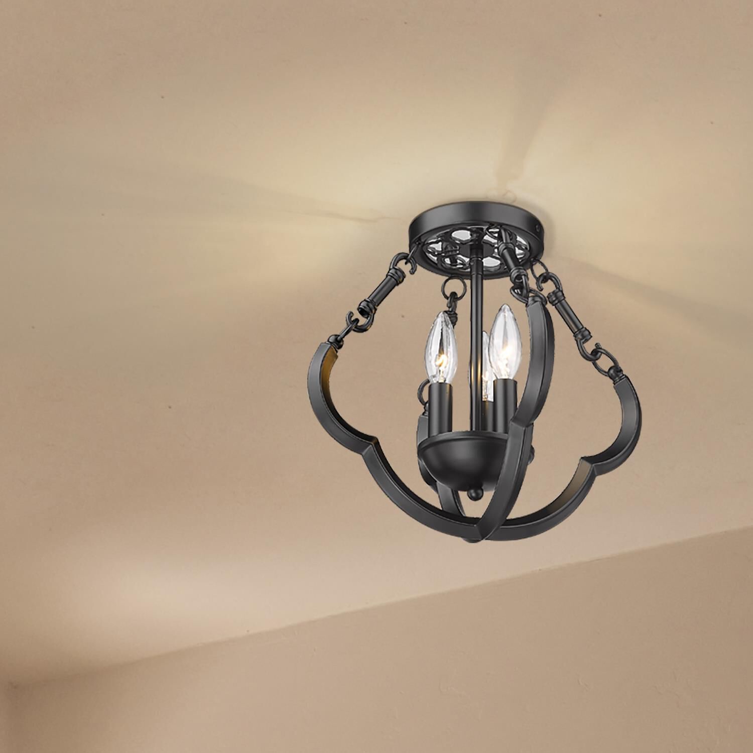 Saxon 12 Inch 3 Light Semi Flush Mount by Golden Lighting