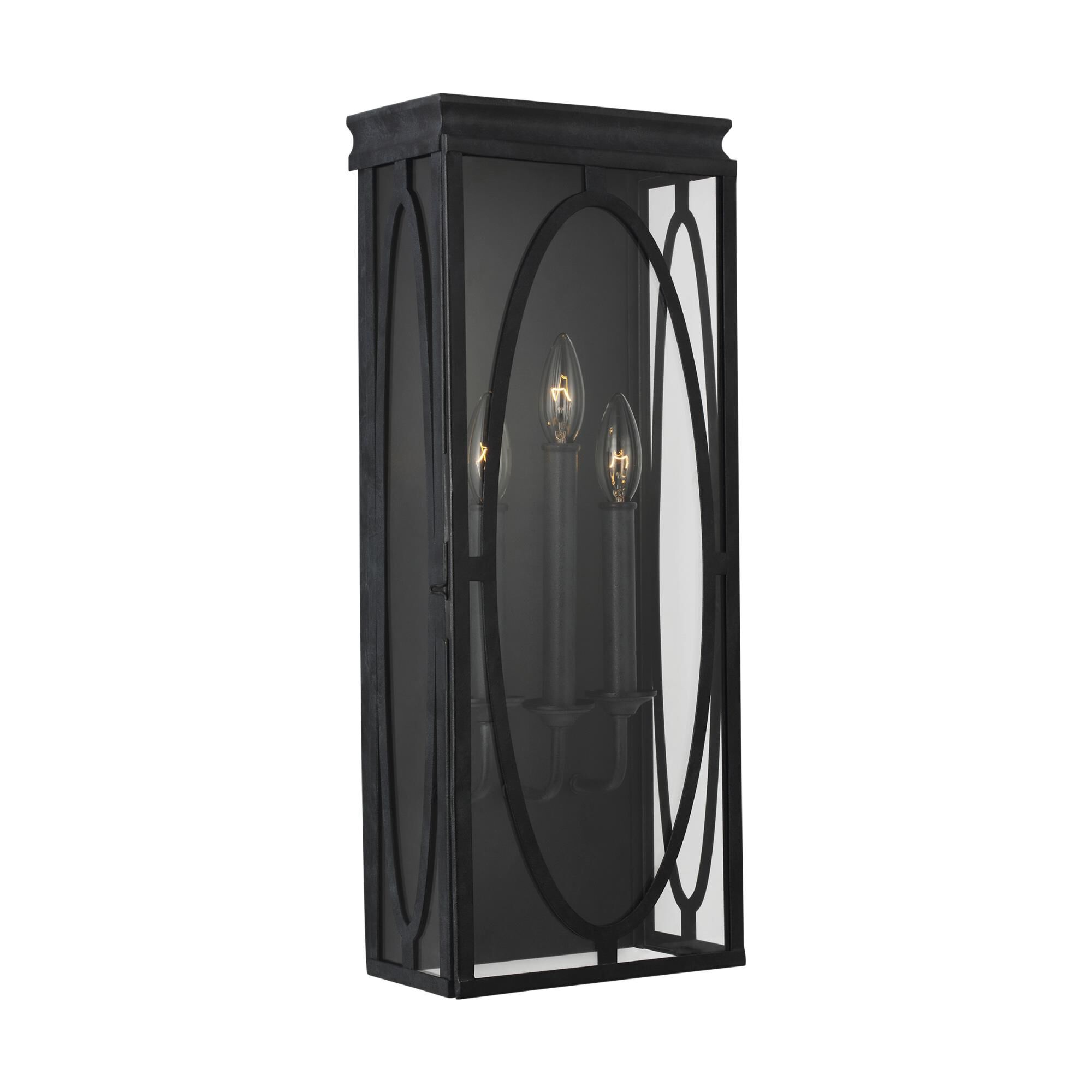 Shown in Dark Weathered Zinc finish and Clear glass