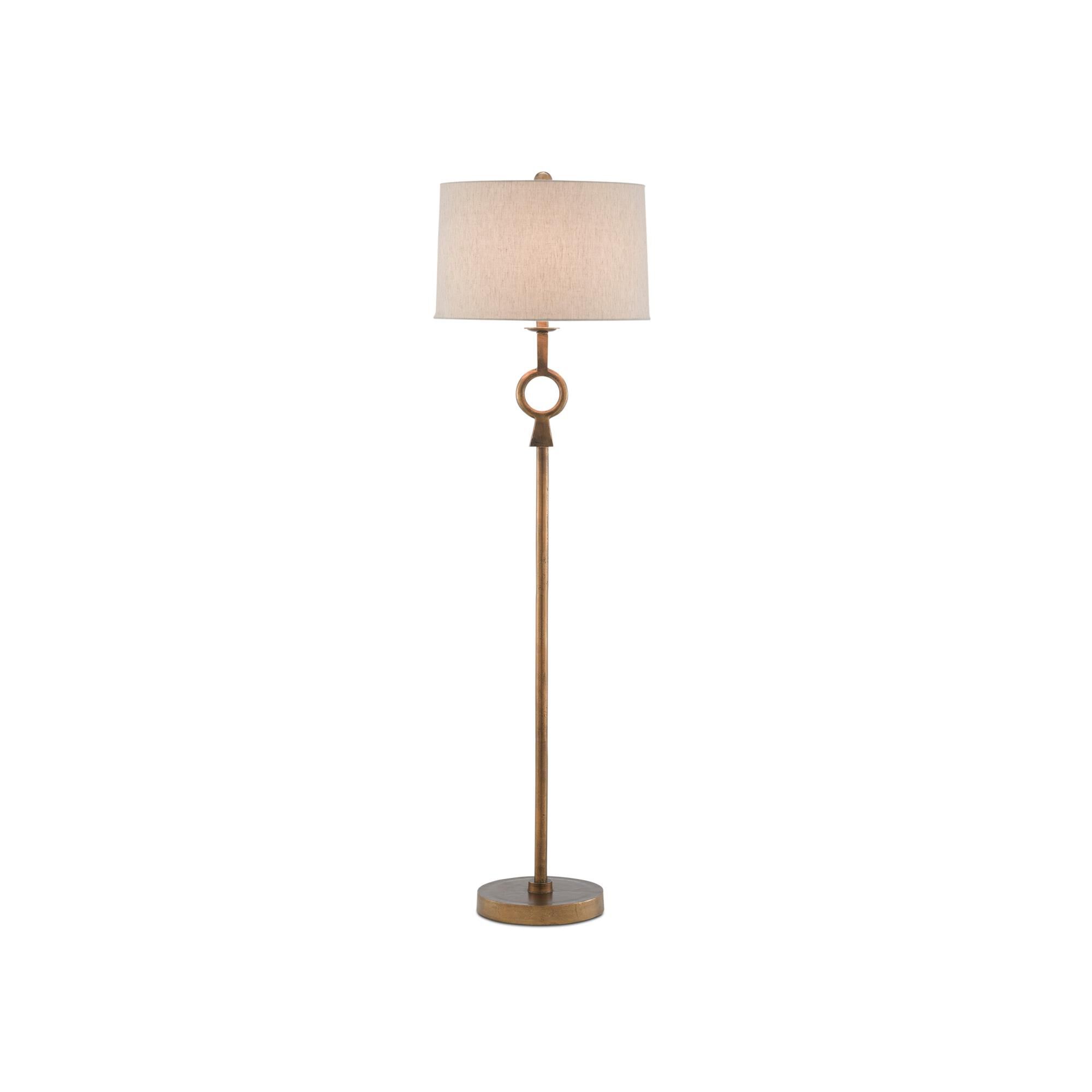 Shown in Antique Brass finish and Natural Flax shade