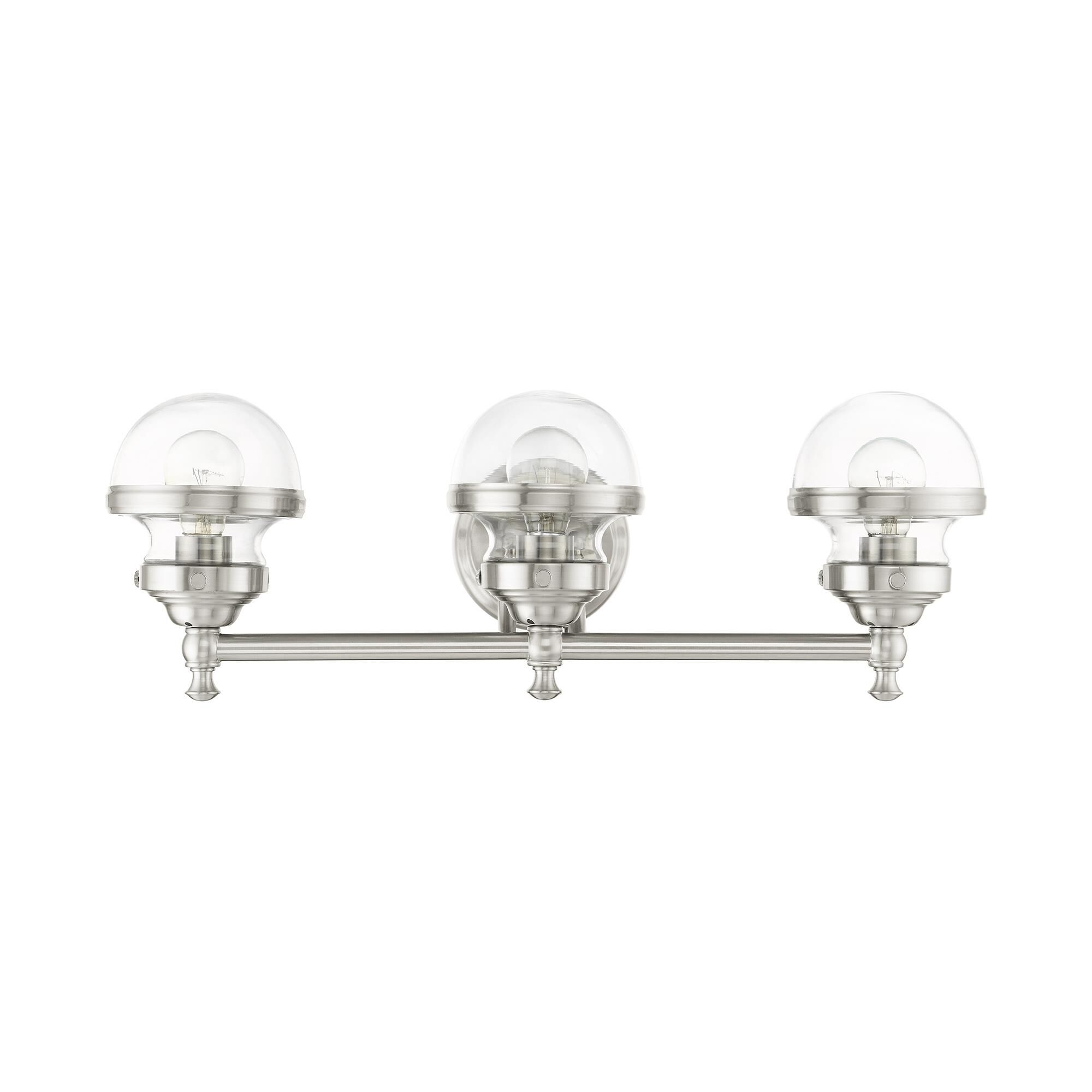Shown in Brushed Nickel finish and Hand Blown Clear glass and Hand Blown Clear Glass shade