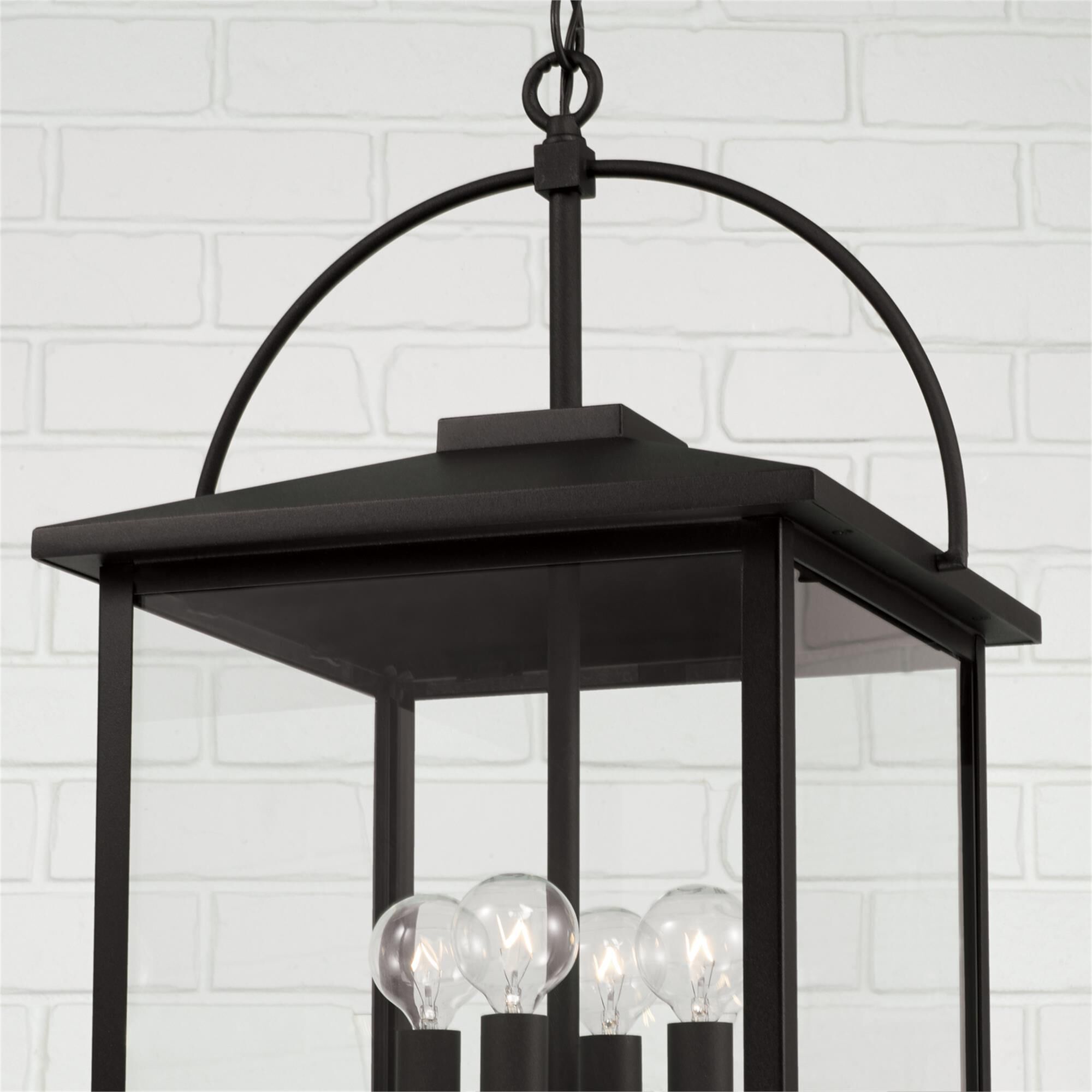 Shown in Black finish and Clear glass