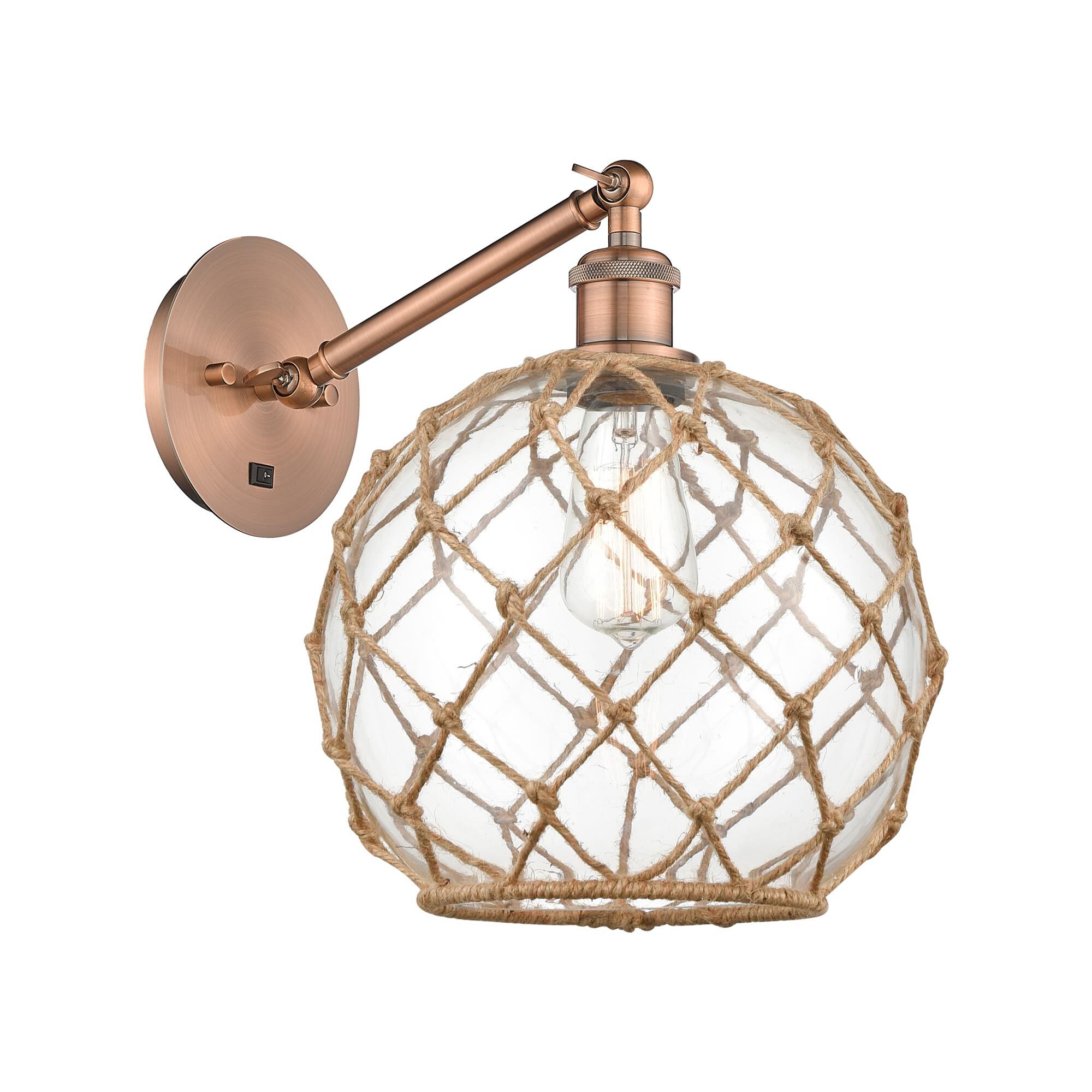 Bruno Marashlian Farmhouse Rope 10 Inch Wall Swing Lamp by Innovations Lighting