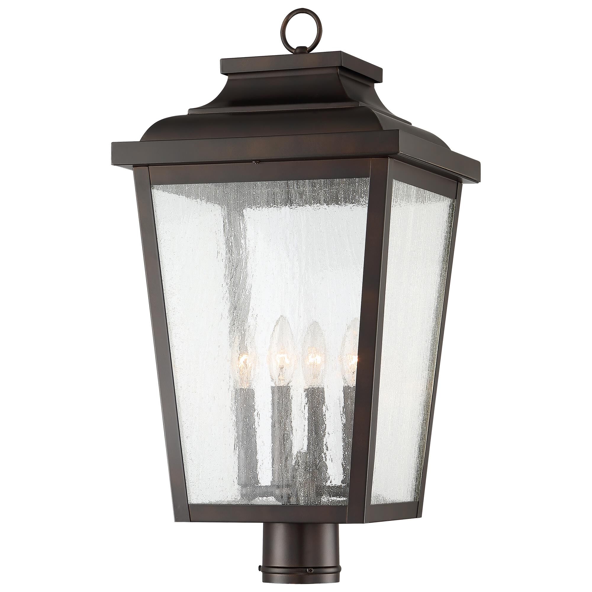 Shown in Chelesa Bronze finish and Clear Seeded glass