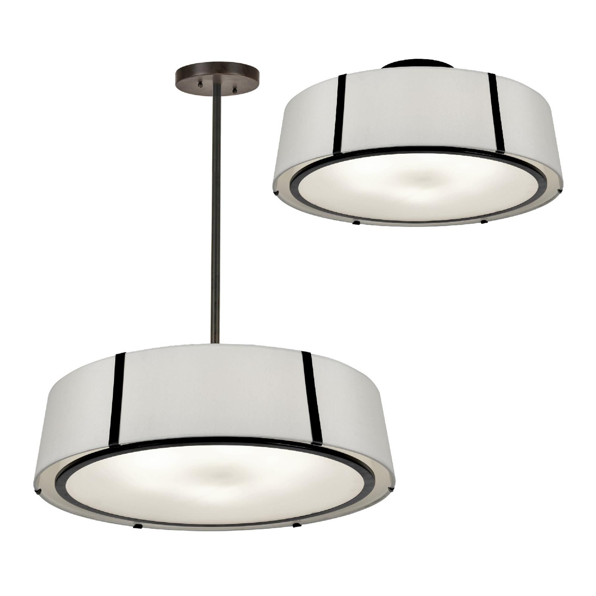 Shown in Black finish and Silk glass and White shade