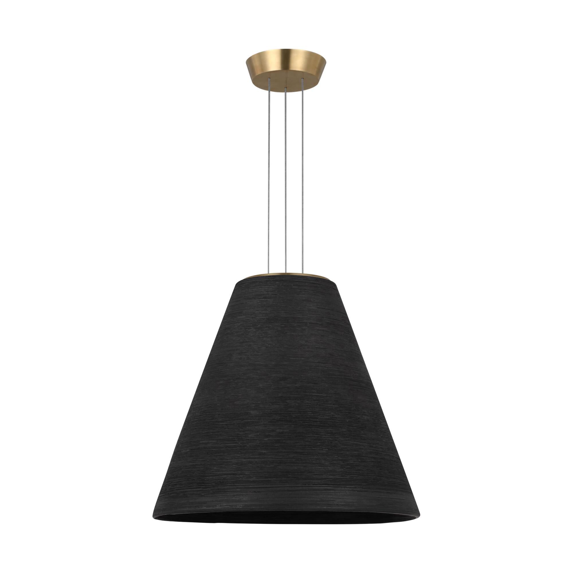 Shown in Natural Brass finish and Black glass and Ceramic shade