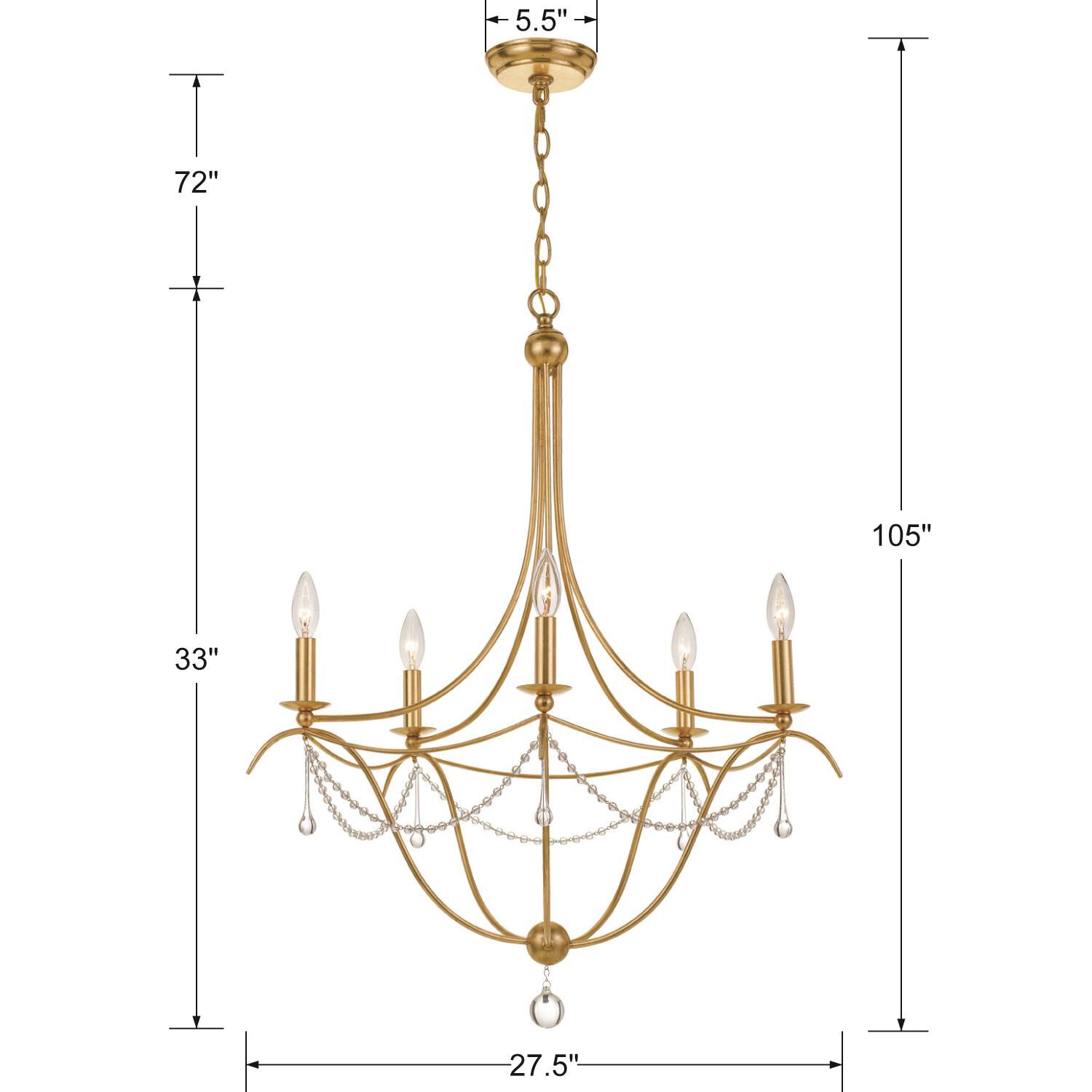 Metro 27 Inch 5 Light Chandelier by Crystorama